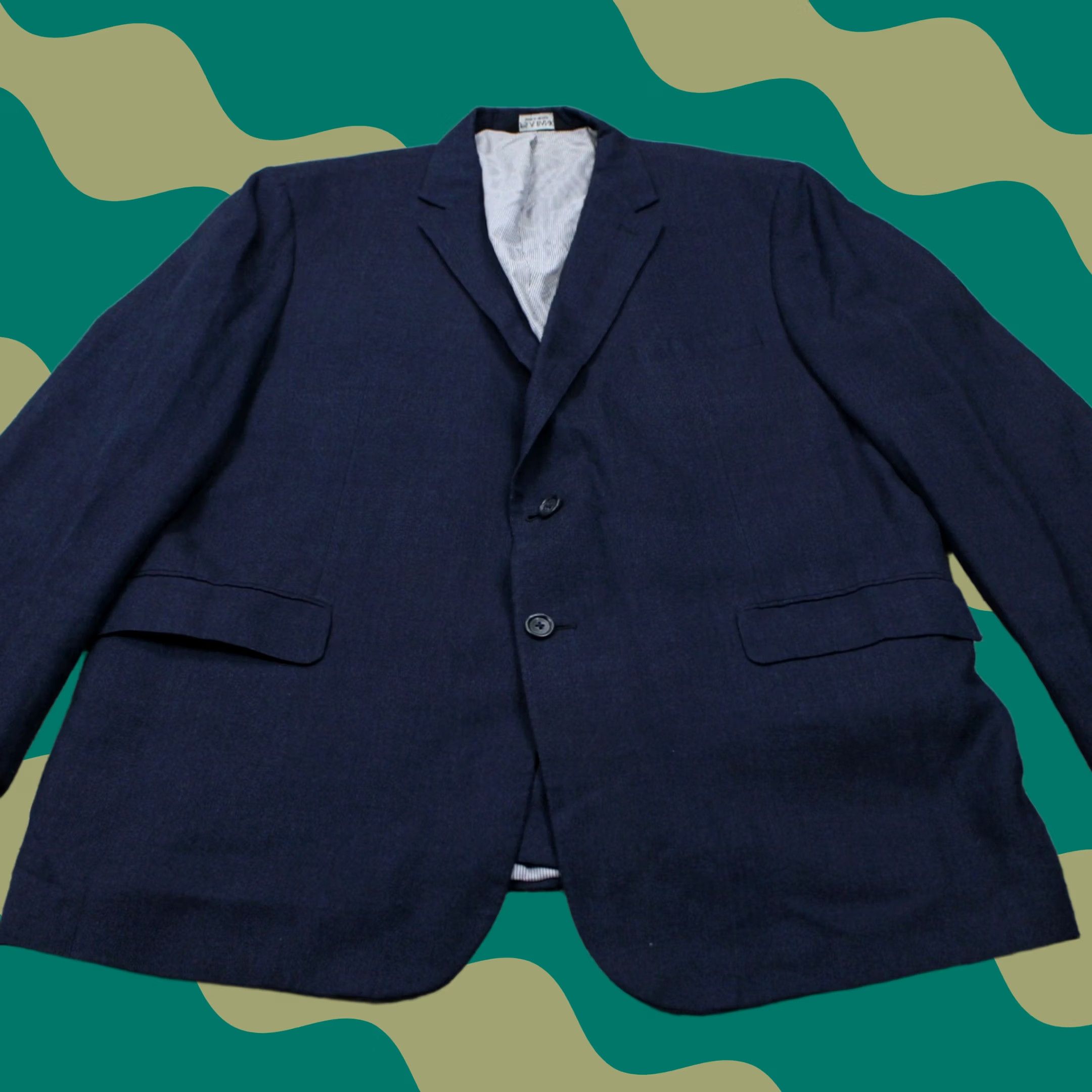 Jos. A. Bank Jos. A. Bank Sports Jacket Mens 46 Blue Linen/Wool Blend Notch Lapel 2-Button Single-Breasted Regular 52 Chest Suit Jacket Size 46R - 1 Thumbnail