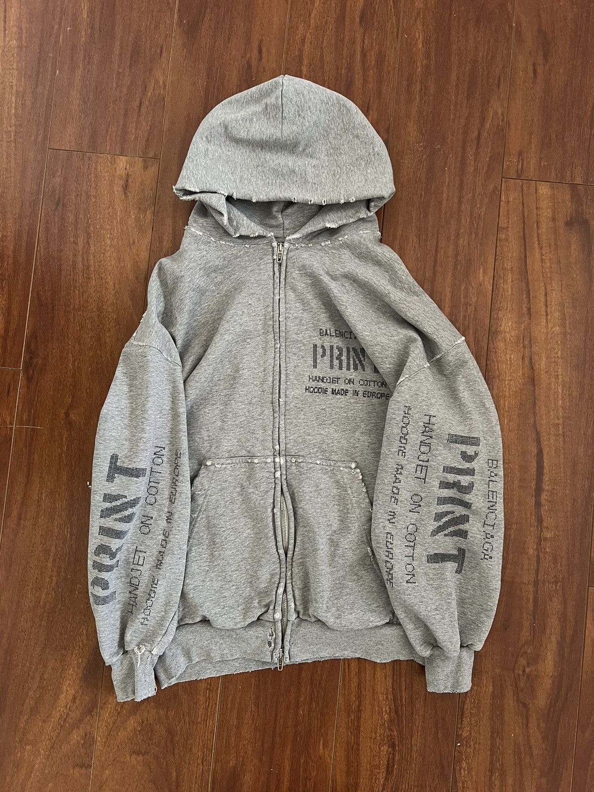 image of Balenciaga Print Zip-Up in Grey, Men's (Size XS)