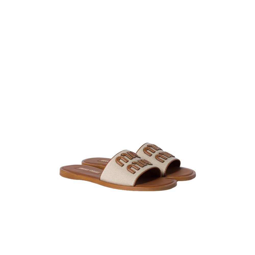 MIU MIU $1020 Beige/Brandy Slides New & Authentic (Women's s