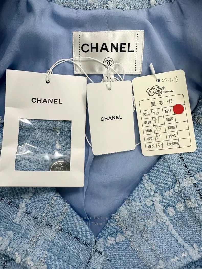 Chanel Chanel Blue plaid tweed coat Size XS / US 0-2 / IT 36-38 - 4 Thumbnail