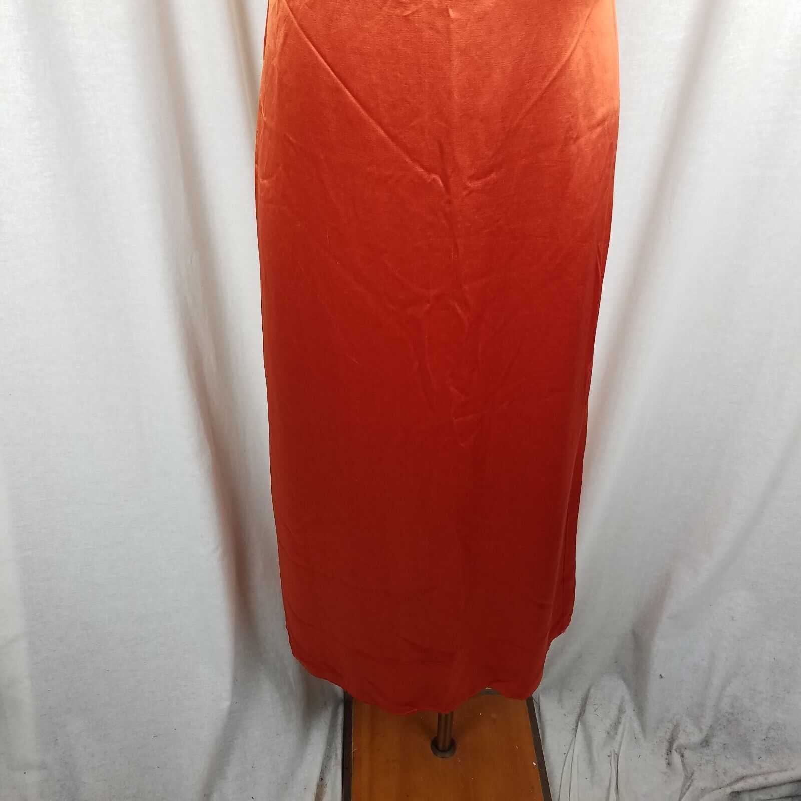 Vtg Soda Blu Maxi Sleeveless Metallic Sheen Tank Dress Rust