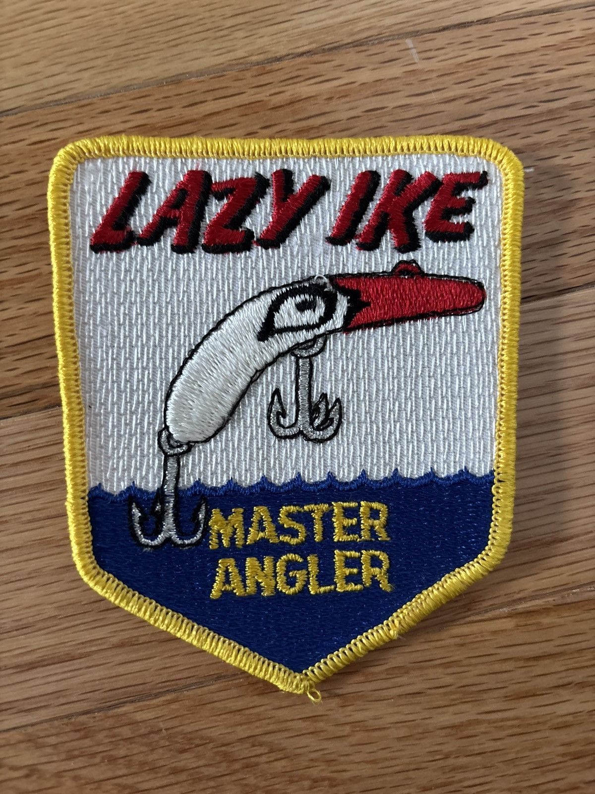 Vintage 90s LAZY IKE MASTER ANGLER Vintage Sew On Patch USA Size ONE SIZE - 1 Preview