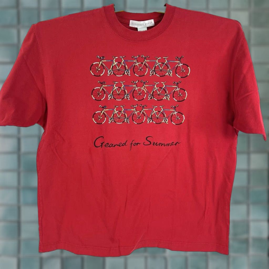Vintage Goeffrey Beene T-Shirt Mens XL Red Graphic Print Bicycle Crew Neck Short Sleeve Vintage No Size US XL / EU 56 / 4 - 1 Thumbnail