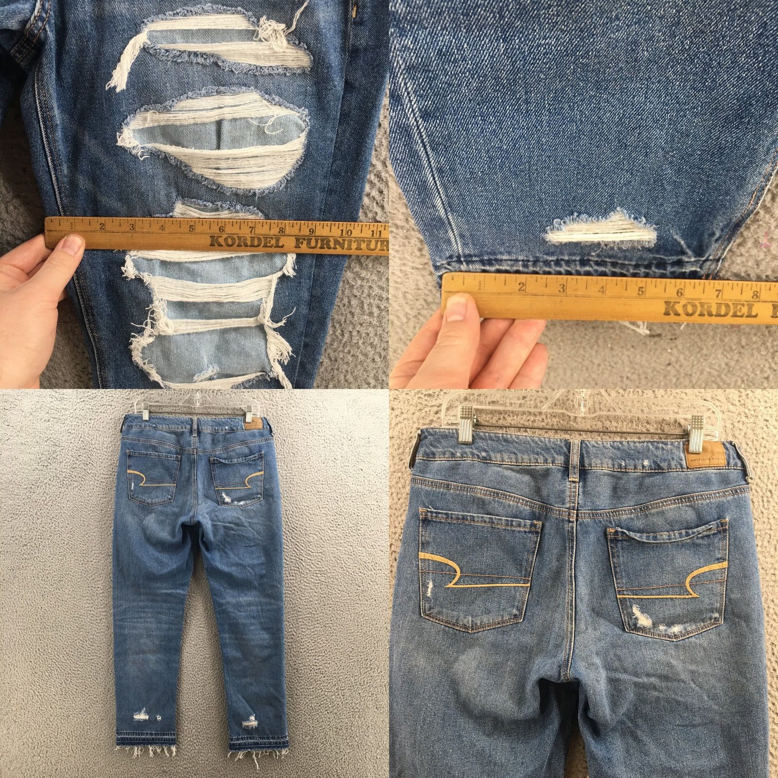 American Eagle Outfitters American Eagle Outfitters Jeans Women 10 Mid Rise Blue Denim Distressed Zip Fly Slim Skinny 5-Pocket Style Womens Size 32" / US 10 / IT 46 - 9 Thumbnail