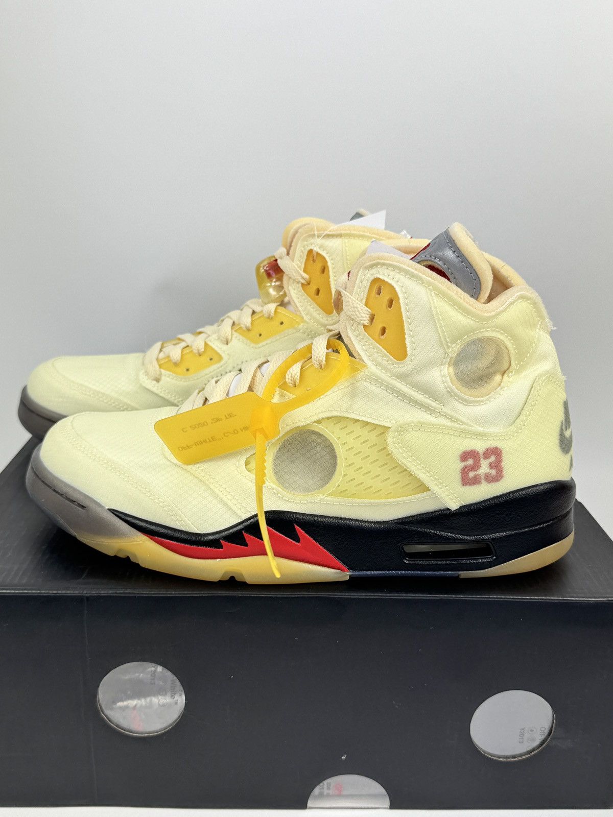 Nike × Off-White JORDAN 5 RETRO X OFF-WHITE SAIL SNEAKERS Size US 9.5 / EU 42-43 - 4 Thumbnail