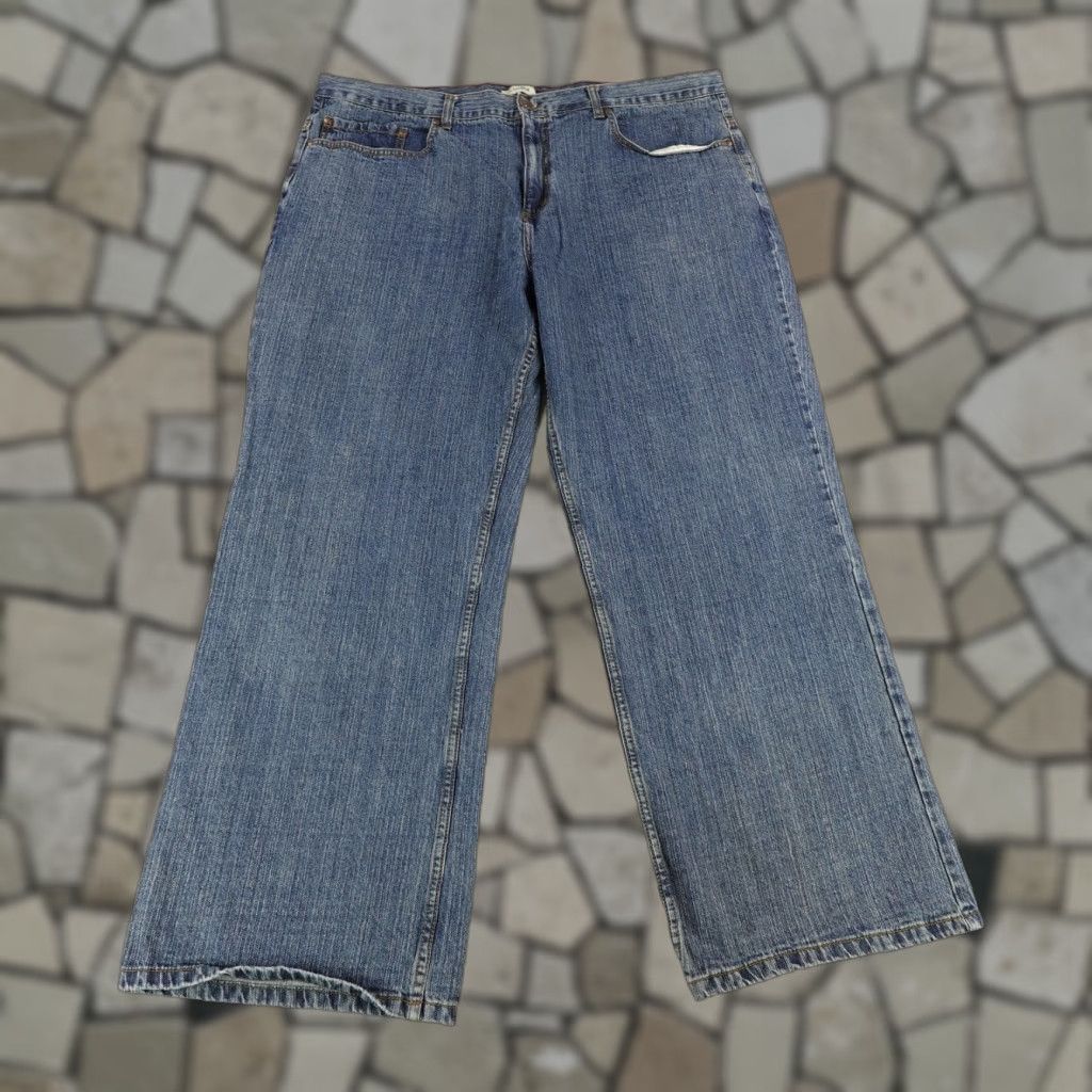 VINTAGE Anchor Blue Jeans Men 42x32 Loose Fit Wide Leg Denim Y2K