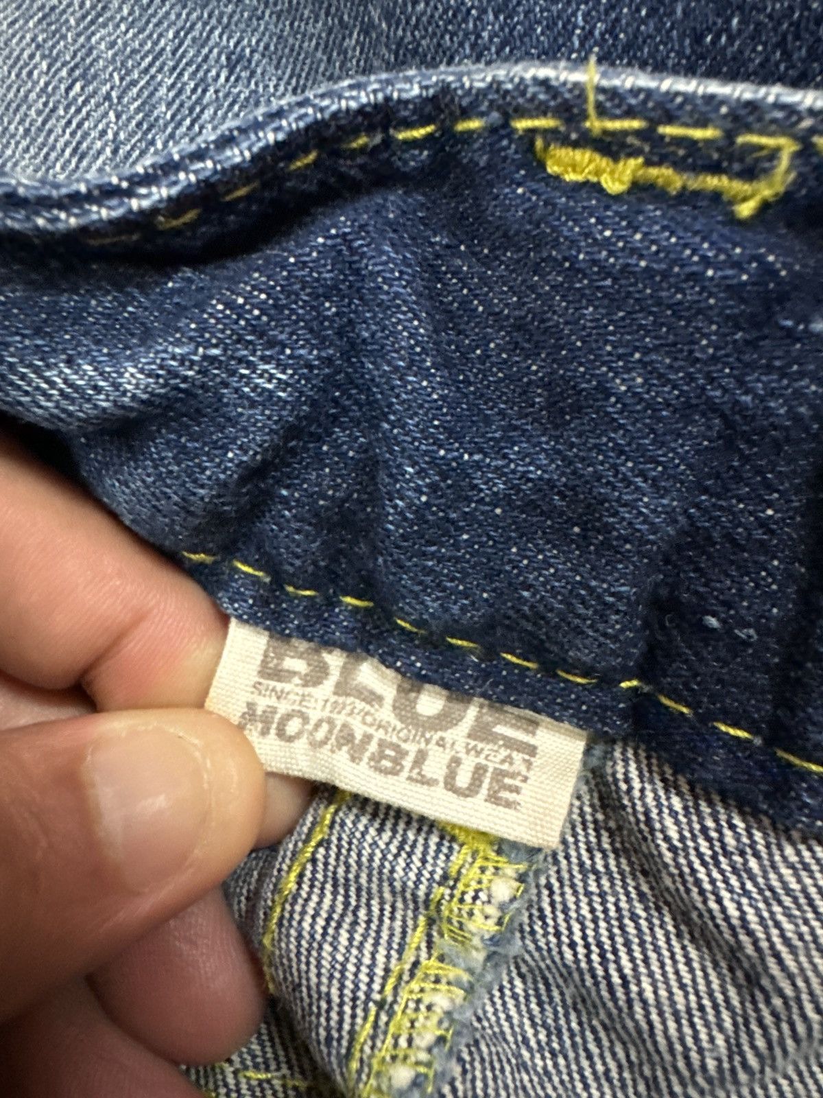 Japanese Brand BLUE MOON BLUE Printed Design Low Rise Denim Pants Size US 30 / EU 46 - 13 Thumbnail