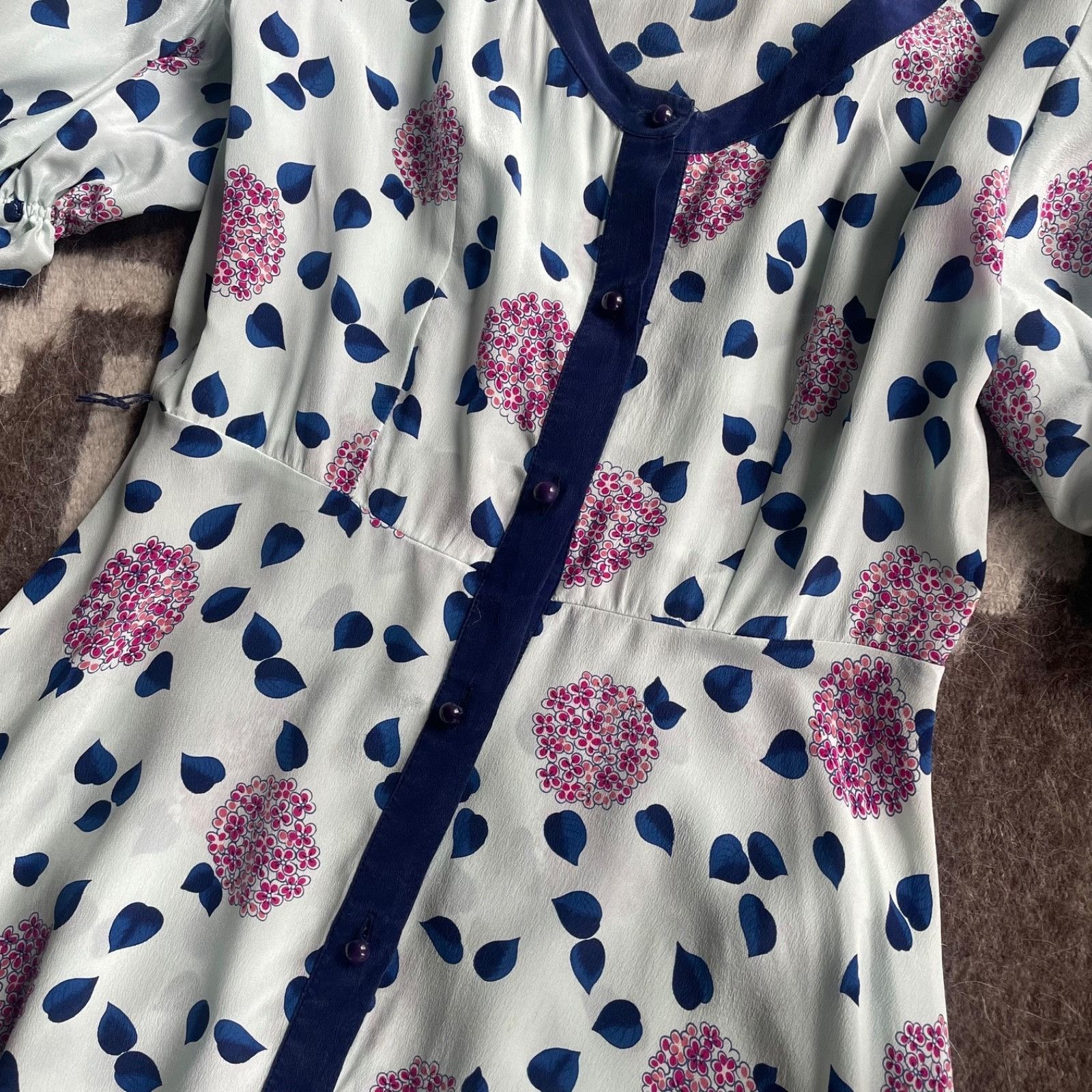 Valentino Valentino Studio Vintage Silk Puff Sleeve Midi Dress 9324AC Size S / US 4 / IT 40 - 4 Thumbnail