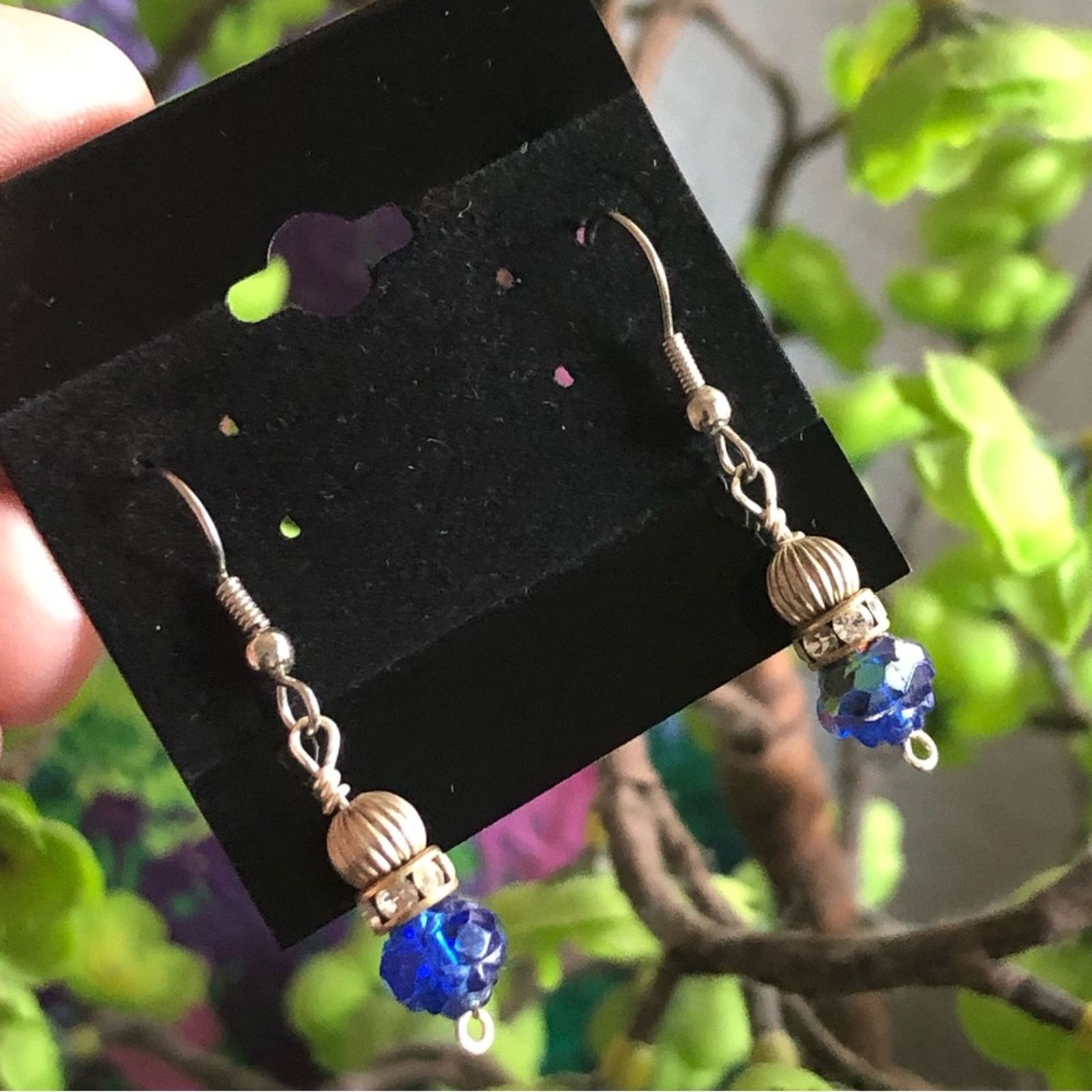 Vintage Vintage royal blue aurora borealis crystal earrin Size ONE SIZE - 1 Thumbnail