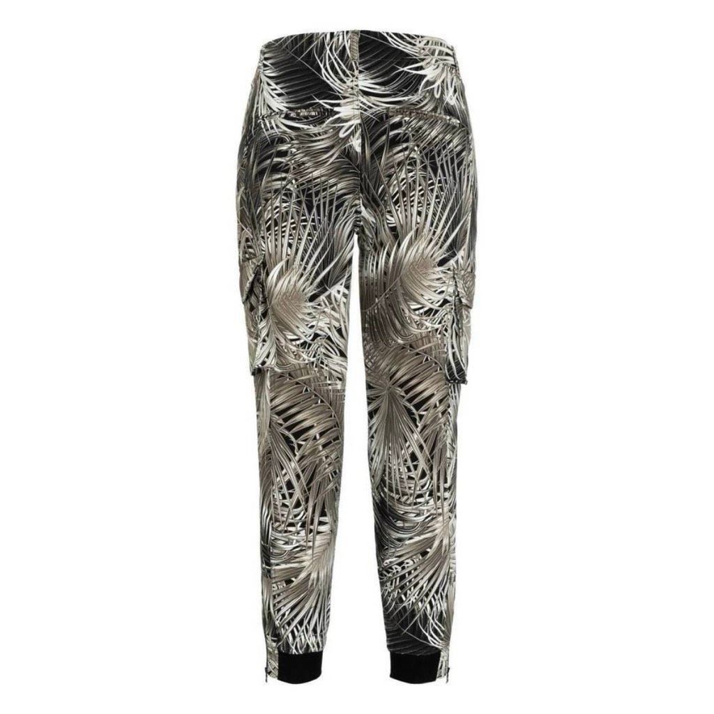 Casio Cambio, Blue Multi Silhouette Leaf Print Silk Blend Cargo Joggers, Women’s 10 Size 32" / US 10 / IT 46 - 15 Thumbnail