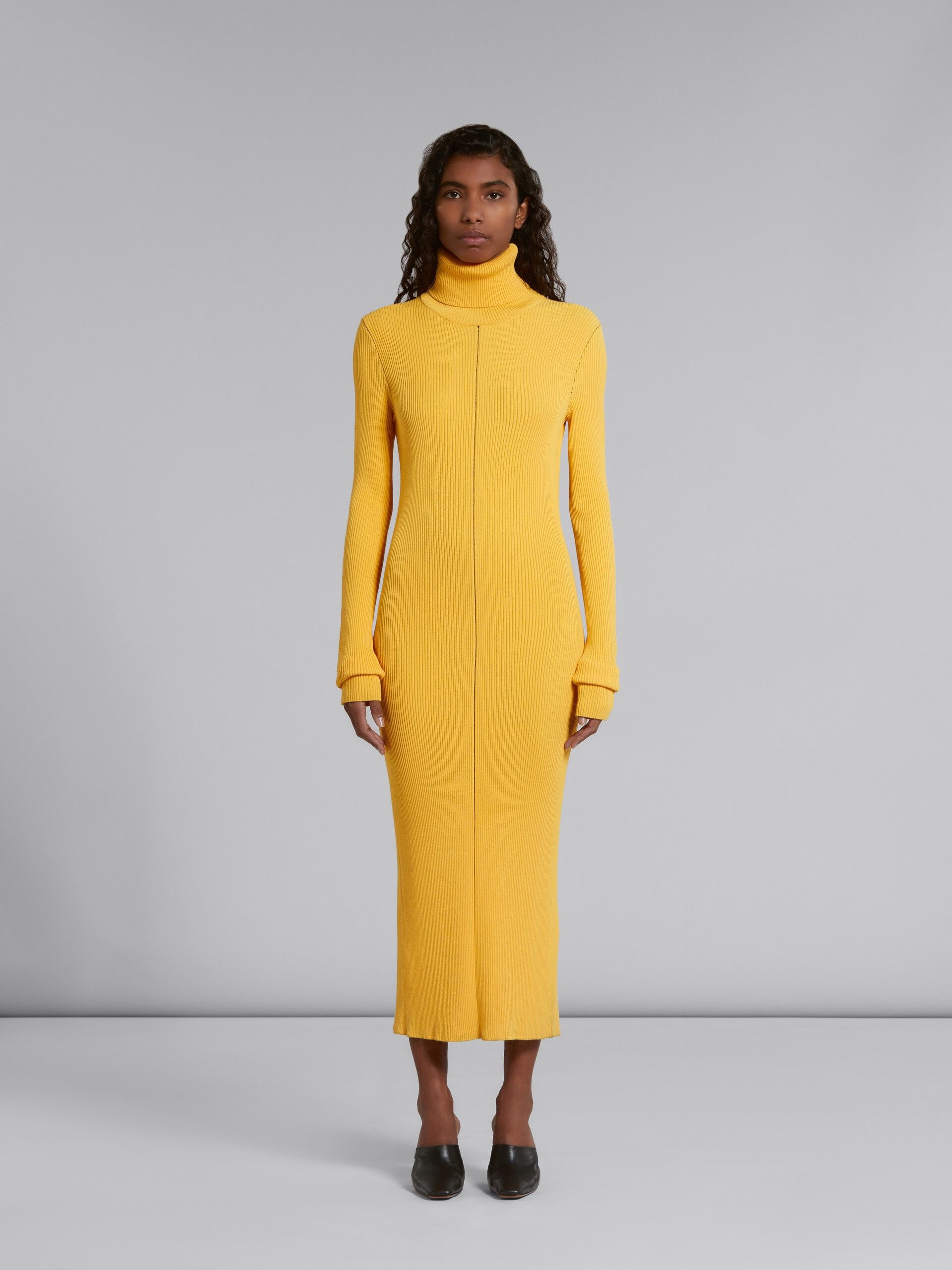 Marni o1w1db10824 Ribbed Dress in Yellow Size XL / US 12-14 / IT 48-50 - 4 Thumbnail