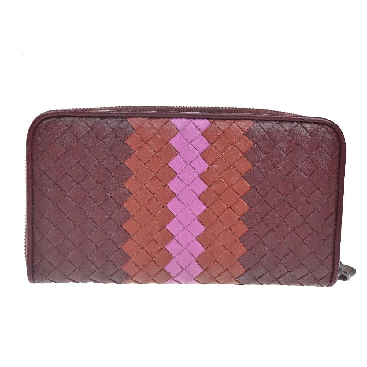 Bottega Veneta Bottega Veneta Intrecciato Long Zip Leather Wallet Burgundy Size ONE SIZE - 2 Thumbnail