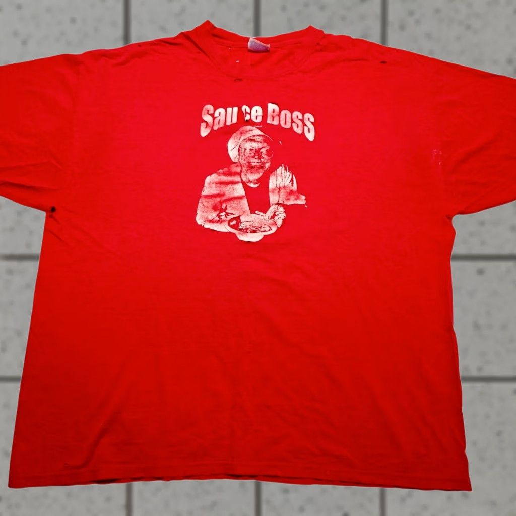 Delta VINTAGE Bill Wharton Sauce Boss Red T-Shirt 2XL Short Sleeve Graphic Print Men 2003 Broken Heart Tour Size US XXL / EU 58 / 5 - 1 Thumbnail