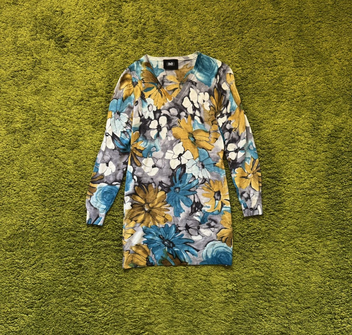 Designer × Dolce & Gabbana Dolce & Gabbana D&G coloured floral pattern wool dress Size M / US 6-8 / IT 42-44 - 1 Thumbnail