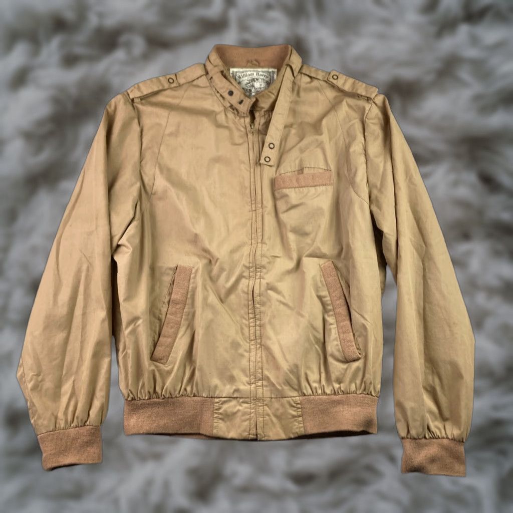 VINTAGE William Barry Men’s Bomber Jacket L Brown Full Zip Lined 1980s 1990s Mens