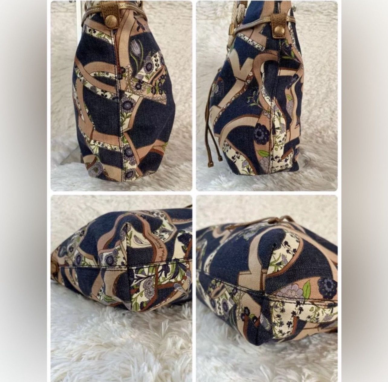 Salvatore Ferragamo Vintage Salvatore Ferragamo Flora Gancini Denim Shoulder Bag Size ONE SIZE - 4 Thumbnail