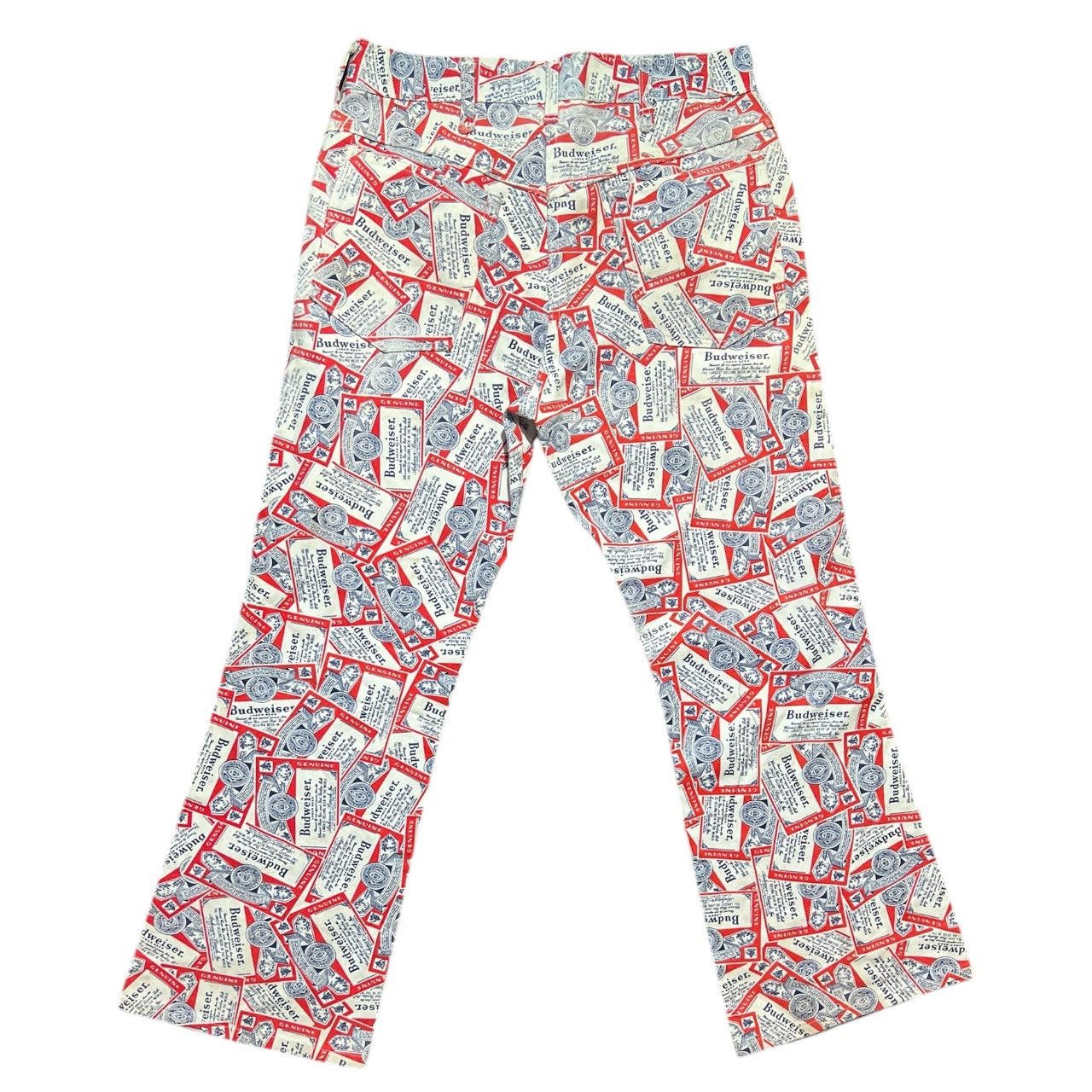 Budweiser × Vintage Vintage 60/70s Budweiser All Over Print Flare Jeans Size 32" / US 10 / IT 46 - 2 Thumbnail