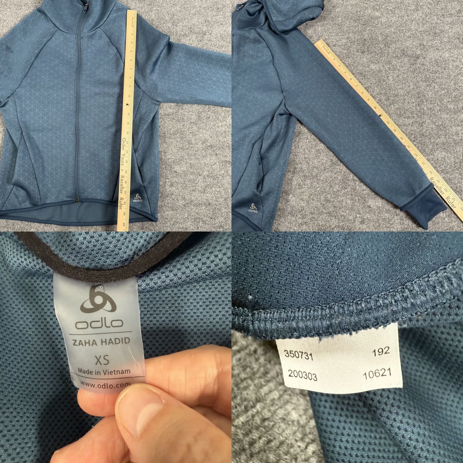 Odlo Odlo Jacket Womens XS Blue Geometric Full Zip Hooded Performance Size XS / US 0-2 / IT 36-38 - 8 Thumbnail