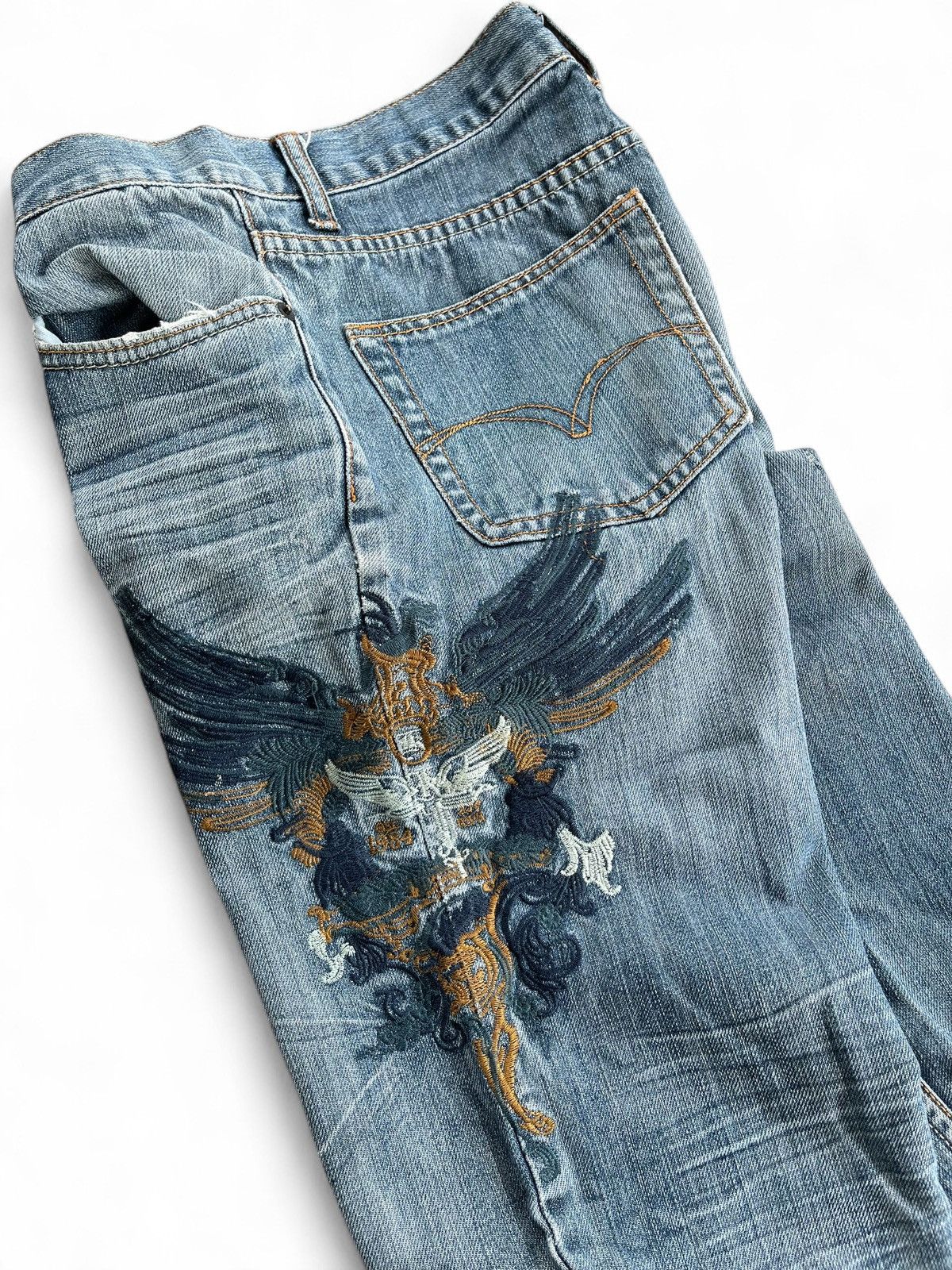 Japanese Brand DAPPER Light Blue STRAIGHT Jeans w/ Unique Embroidery Size US 30 / EU 46 - 3 Thumbnail