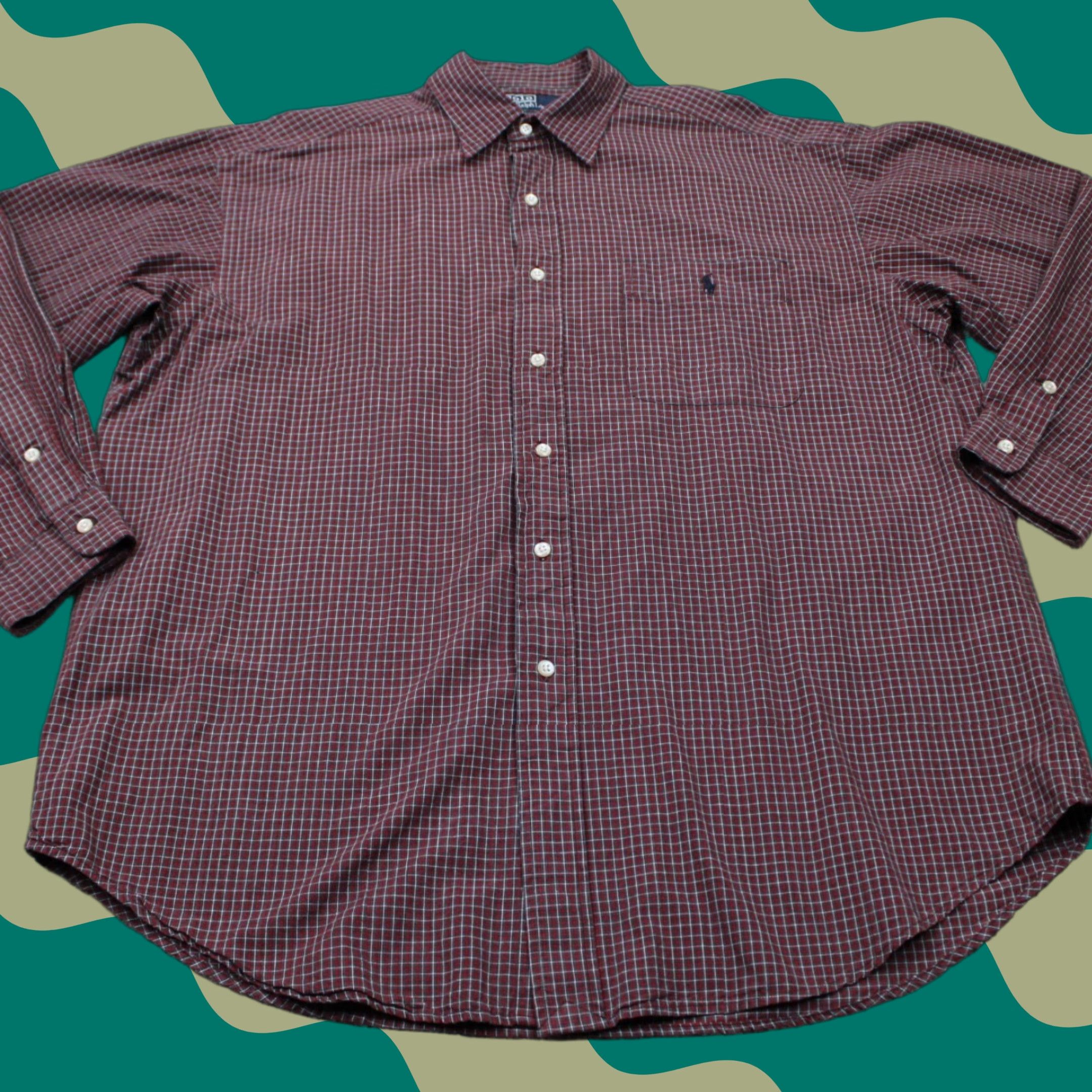 Polo Ralph Lauren Polo Ralph Lauren Bradfield Shirt Adult Large Red/Gray/White Cotton L/S Button Shirt Mens Large Red Size US L / EU 52-54 / 3 - 1 Thumbnail