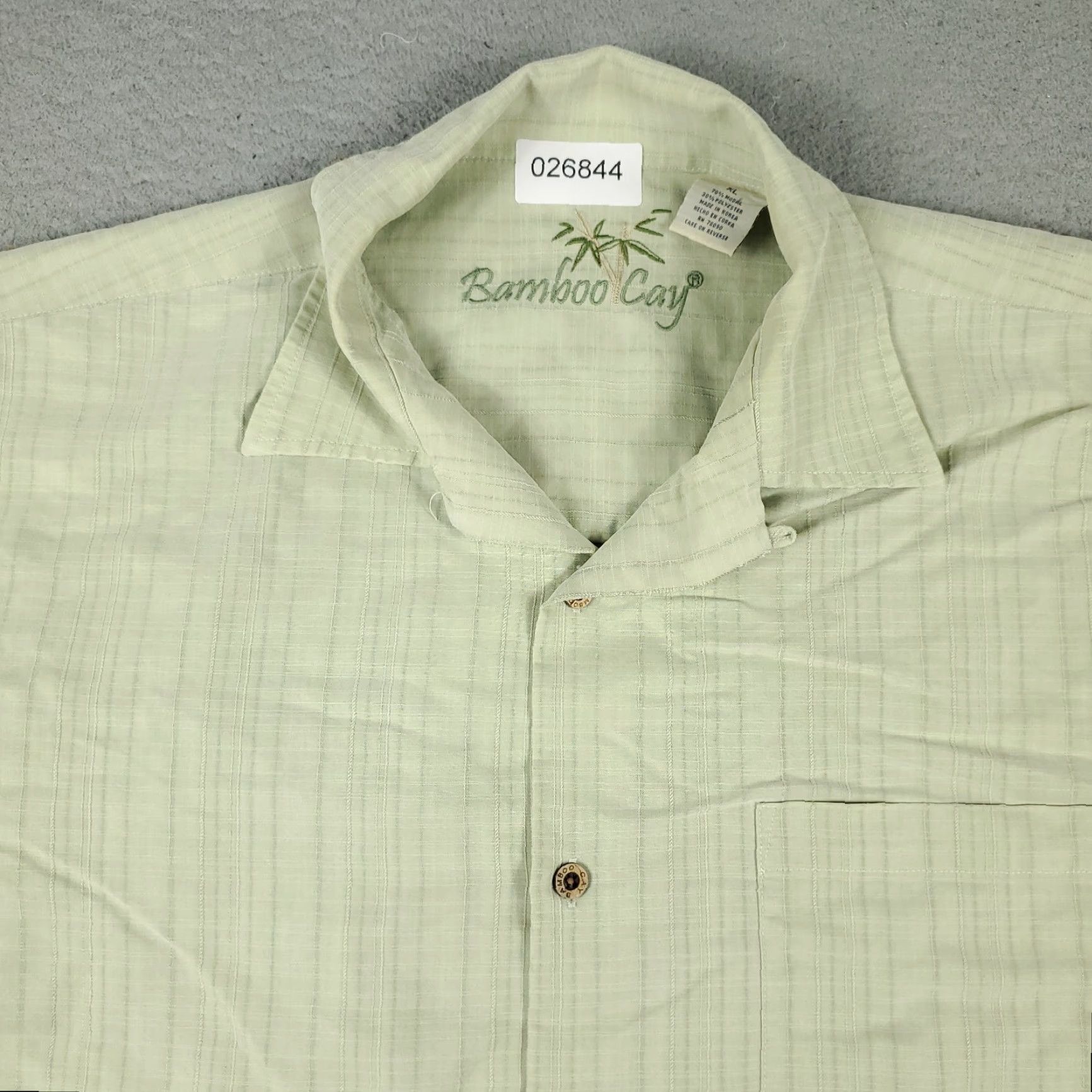 Vintage Bamboo Cay Shirt Mens XL Green Striped Tropical Beach Button Up Short Sleeve Size US XL / EU 56 / 4 - 2 Thumbnail