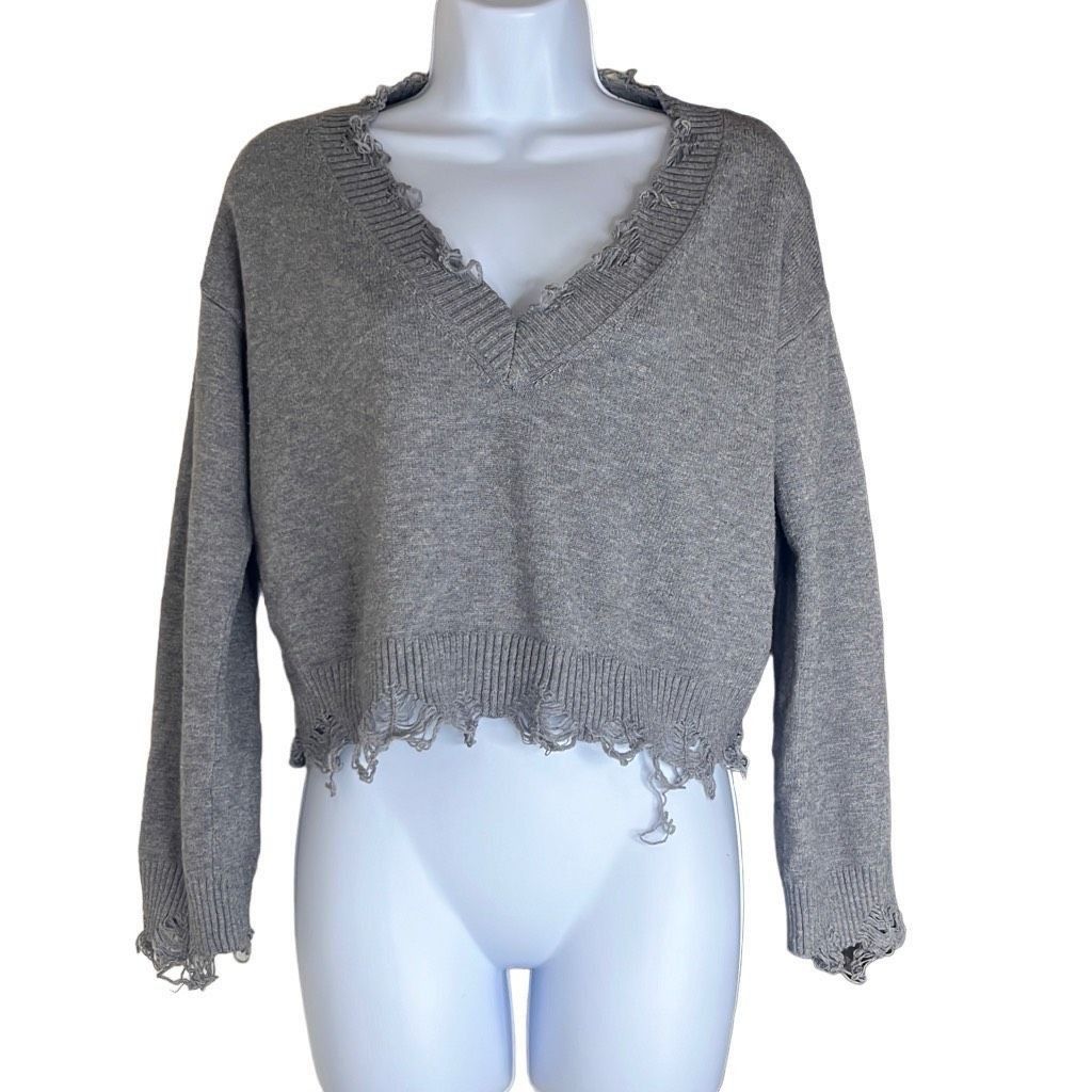 Other Brooklyn Karma Womens Size Small Pullover Crop Sweater Gray Size S / US 4 / IT 40 - 1 Thumbnail