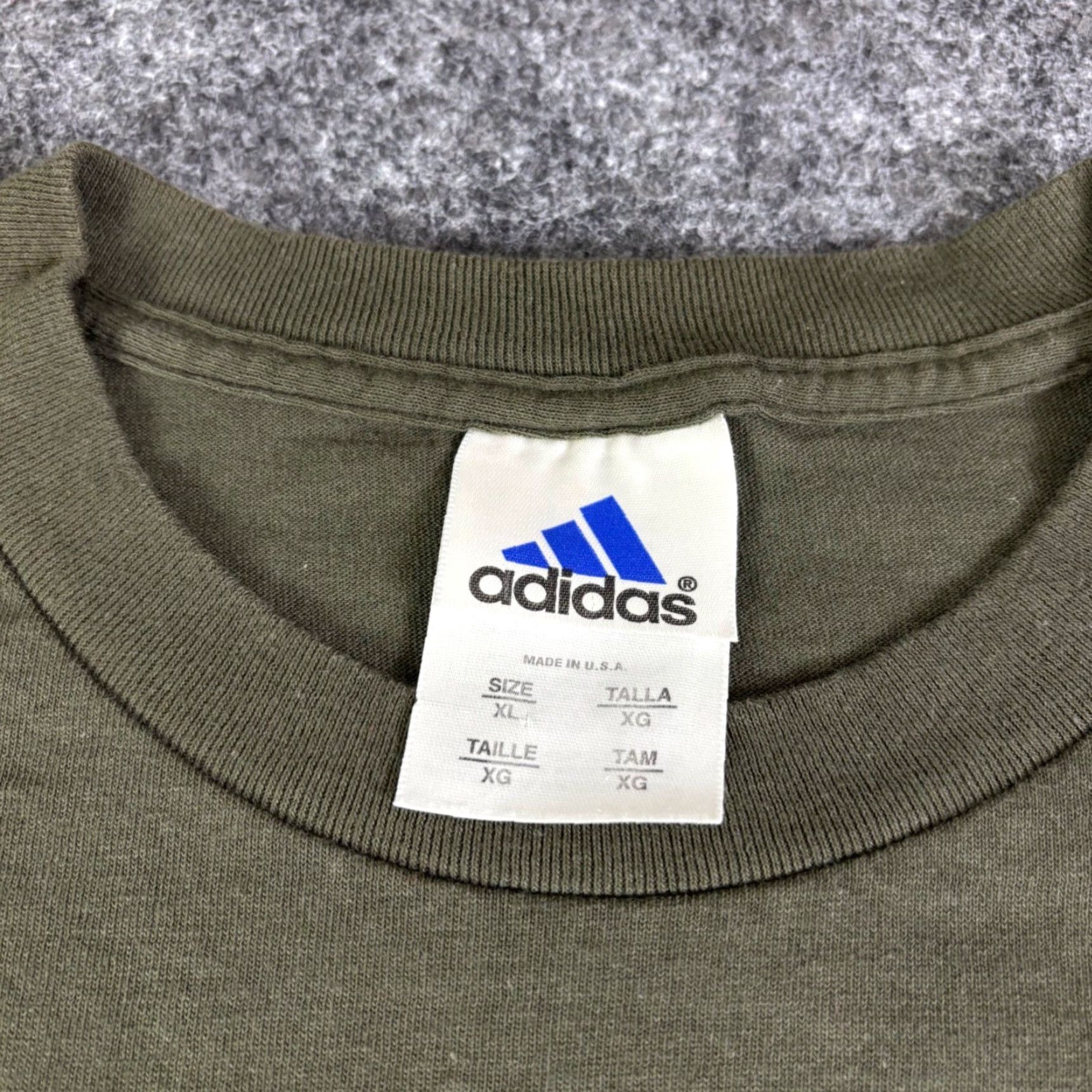 Adidas Adidas Logo T Shirt Olive Green Mens XL Vintage 90s Made in USA Crew Neck Short Sleeve Graphic Print Jersey Cotton 2000-2009 Adidas Originals Trefoil Size US XL / EU 56 / 4 - 5 Thumbnail