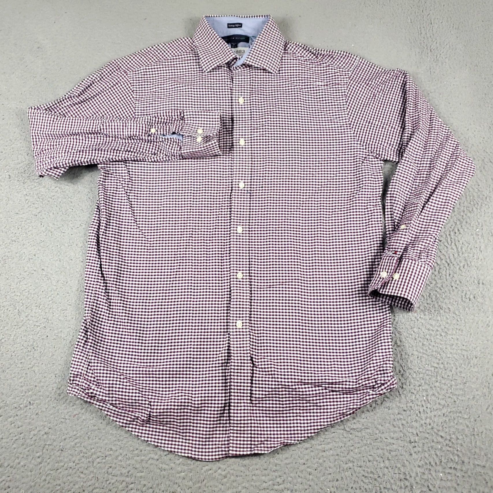 Tommy Hilfiger Tommy Hilfiger Shirt Mens 15.5 Purple Dress Check Button Up Long Sleeve Size 40R - 2 Thumbnail