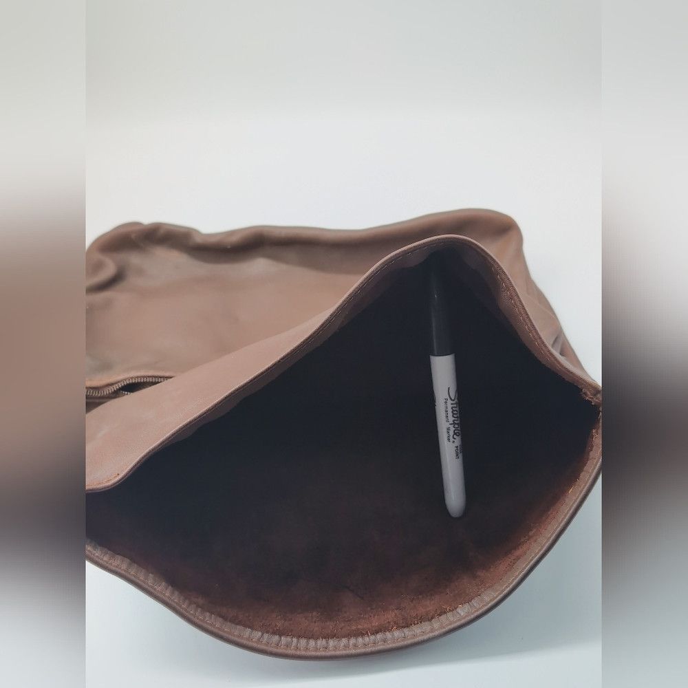 Vintage Ladies Brown Leather Bag Fold Over Purse Size ONE SIZE - 3 Thumbnail