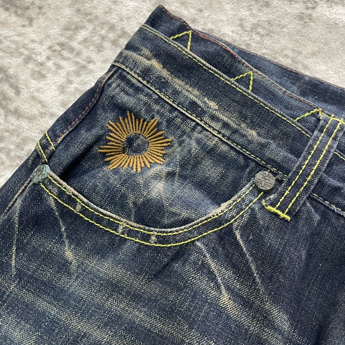 Japanese Brand Stonehedge Aztec Tribal Embroidered Double Waist Flare Jeans Size US 30 / EU 46 - 10 Thumbnail