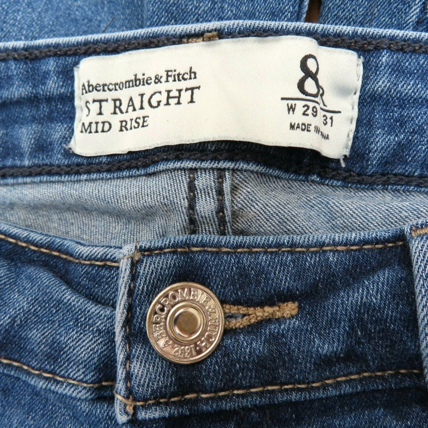 Abercrombie & Fitch Abercrombie & Fitch Womens 8 Regular 8R Straight Mid Rise Distressed Denim Jeans Shirt? Size 30" / US 8 / IT 44 - 7 Thumbnail