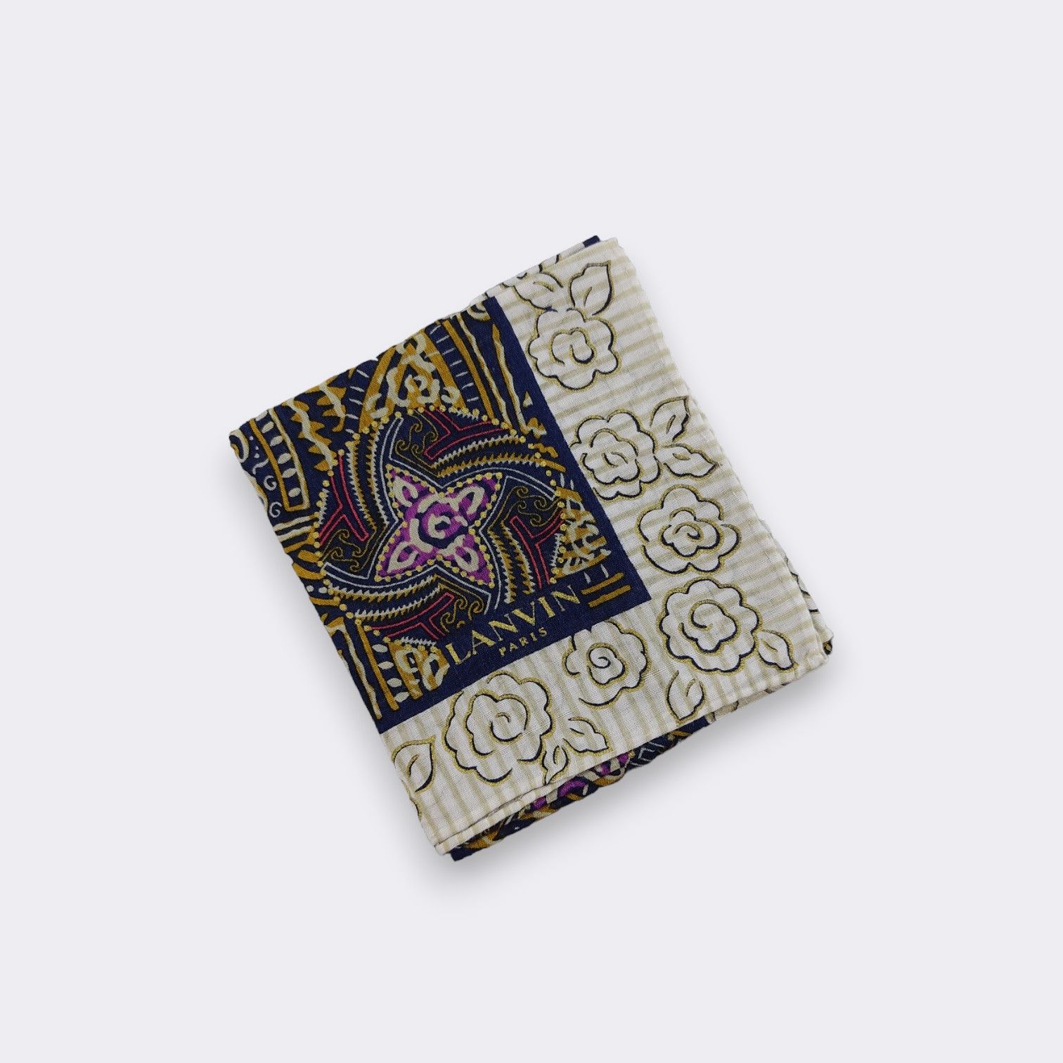 Lanvin Vintage Lanvin Paris Kaleidoscope Rose Cotton Handkerchief Size ONE SIZE - 3 Thumbnail