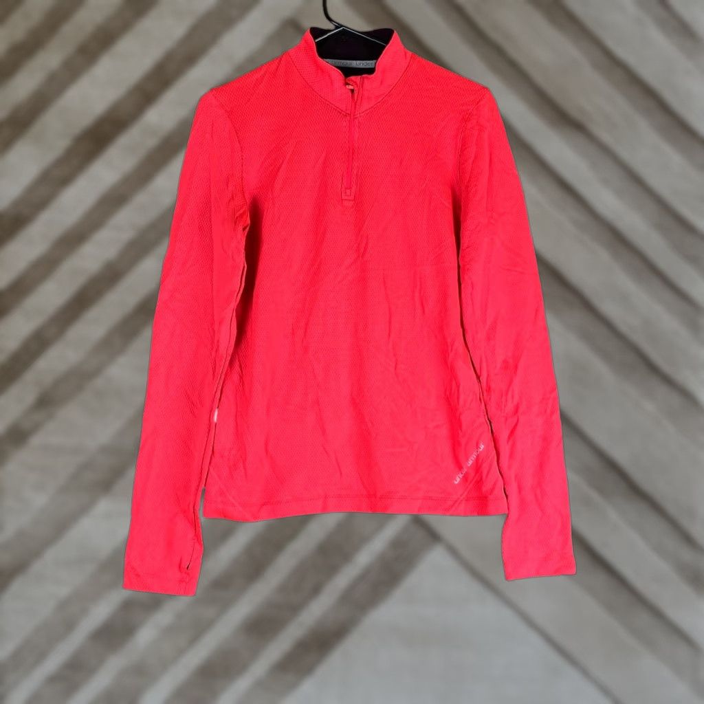 Under Armour Under Armour Womens Sweatshirt Pink 1/4 Zip Heat Gear Fitted Pullover Stretch L Size L / US 10 / IT 46 - 1 Thumbnail
