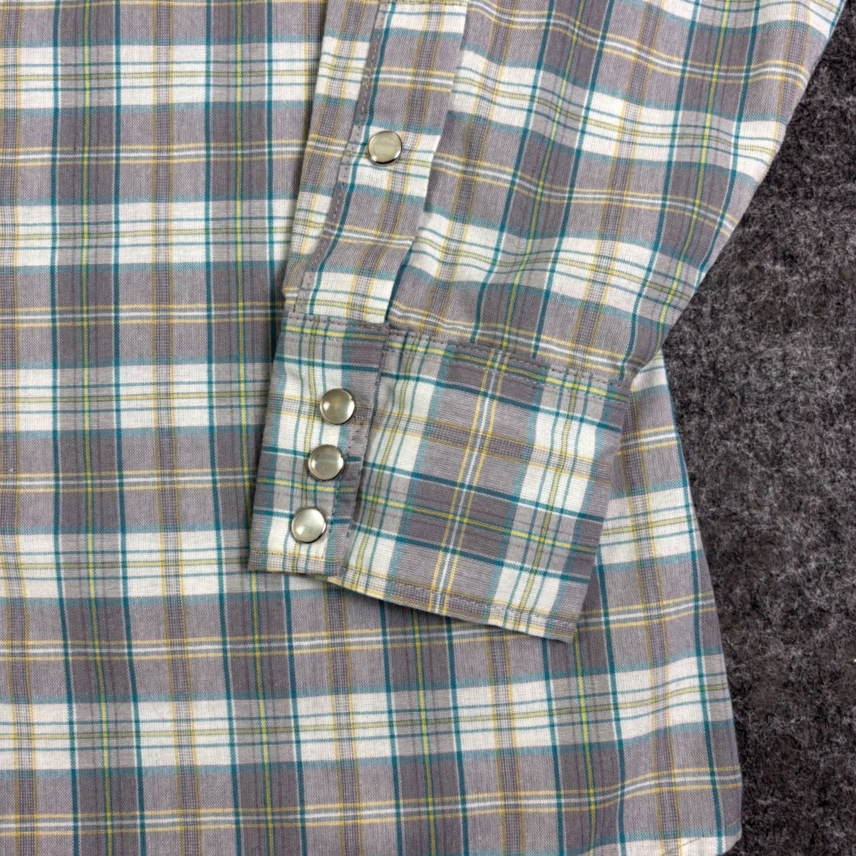 Vintage Big Mac Mens LT Tall Plaid Western Workwear Shirt Grey Teal Yellow Size US L / EU 52-54 / 3 - 8 Thumbnail