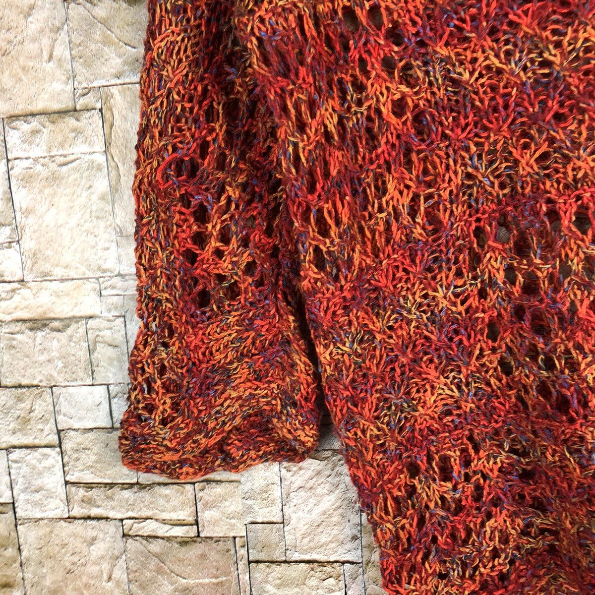 Homespun Knitwear × Japanese Brand × Vintage Japan crochet meshnet Orange Knitwear short sleeve #A1055 Size S / US 4 / IT 40 - 7 Thumbnail