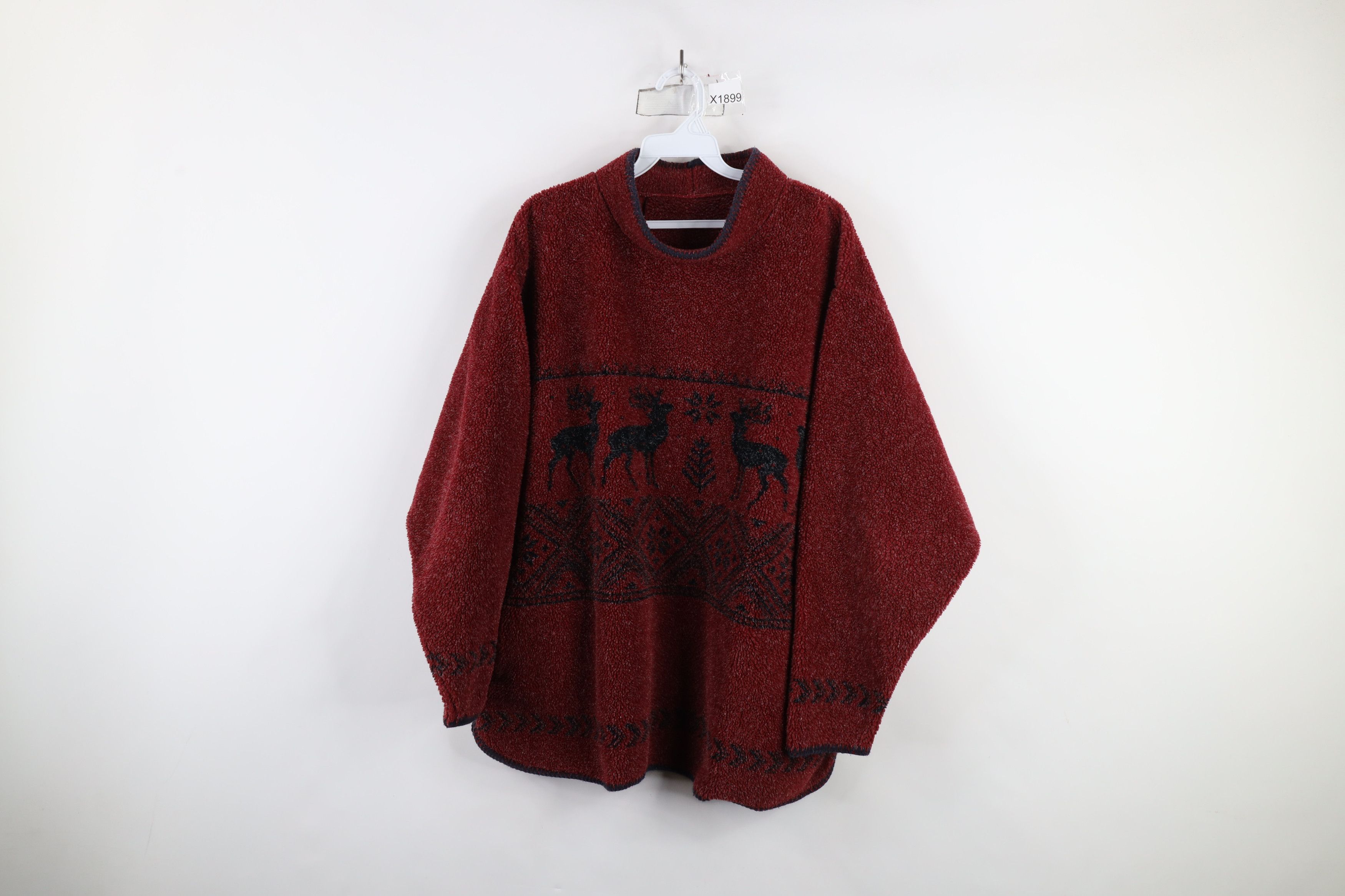 Vintage Vintage 90s Streetwear Fleece Reindeer Snowflake Sweater Size XXL / US 16-18 / IT 52-54 - 1 Thumbnail