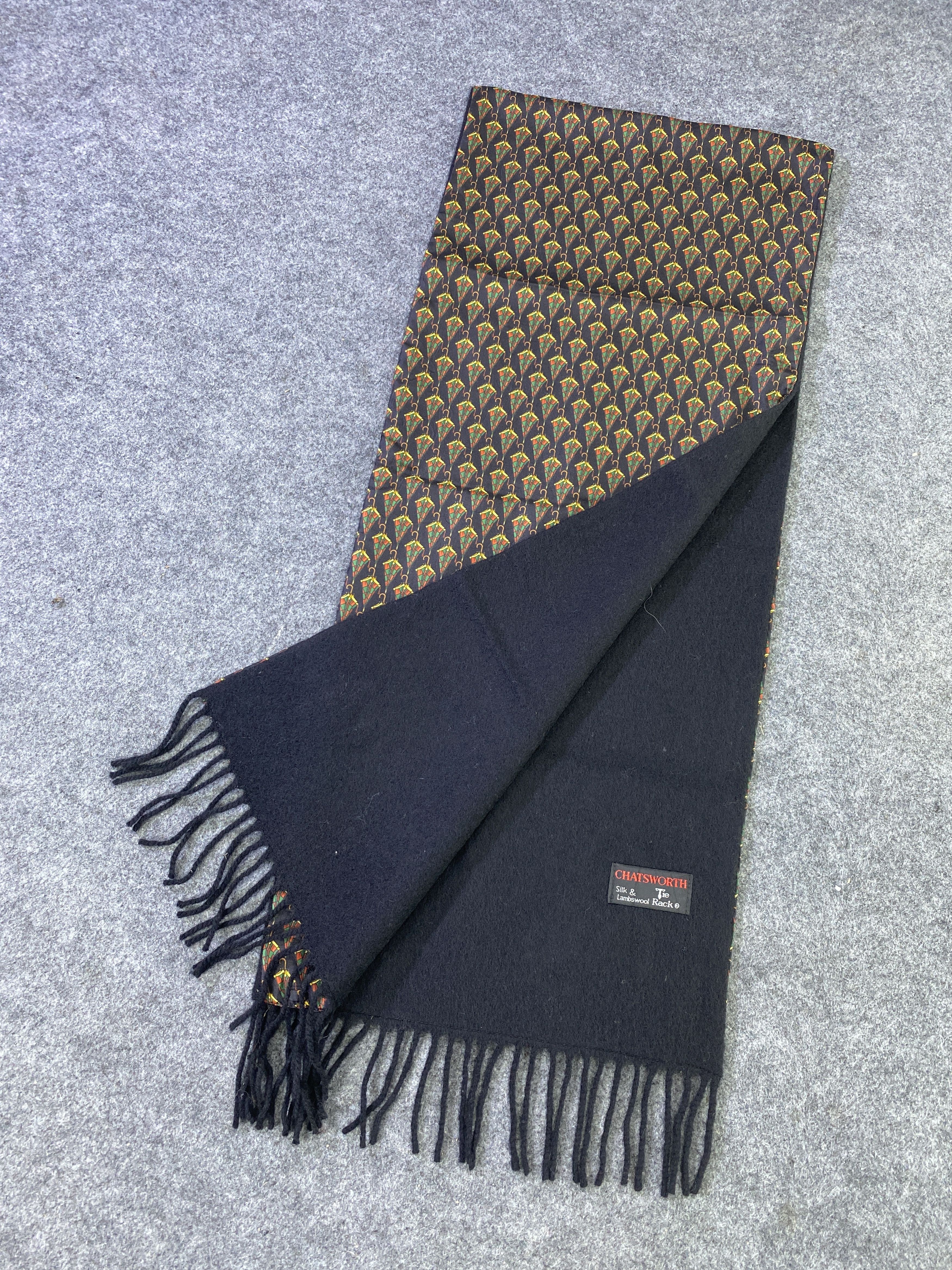 Designer Umbrella Design Silk & Wool Scarf / Muffler / Neckwear -T978 Size ONE SIZE - 3 Thumbnail