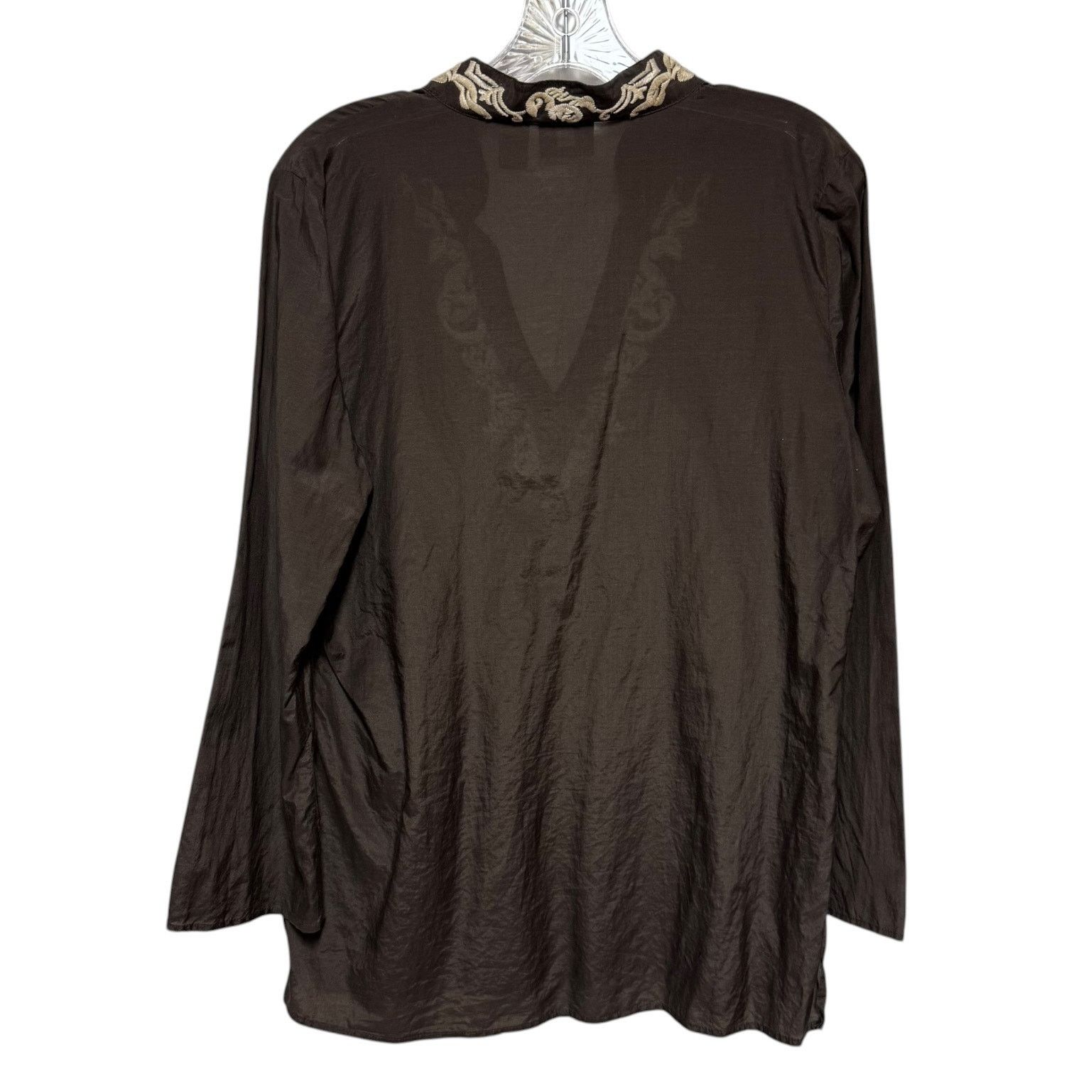 Chicos Chico's Cotton Silk Tunic Top Brown Cream 1 / Medium Size M / US 6-8 / IT 42-44 - 3 Thumbnail