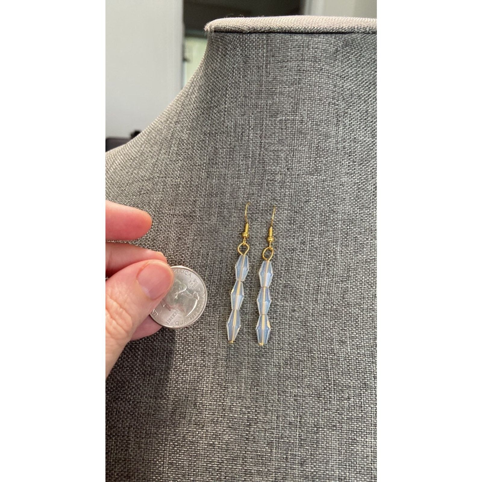 Handmade Opalescent bead earrings gold tone Size ONE SIZE - 2 Thumbnail