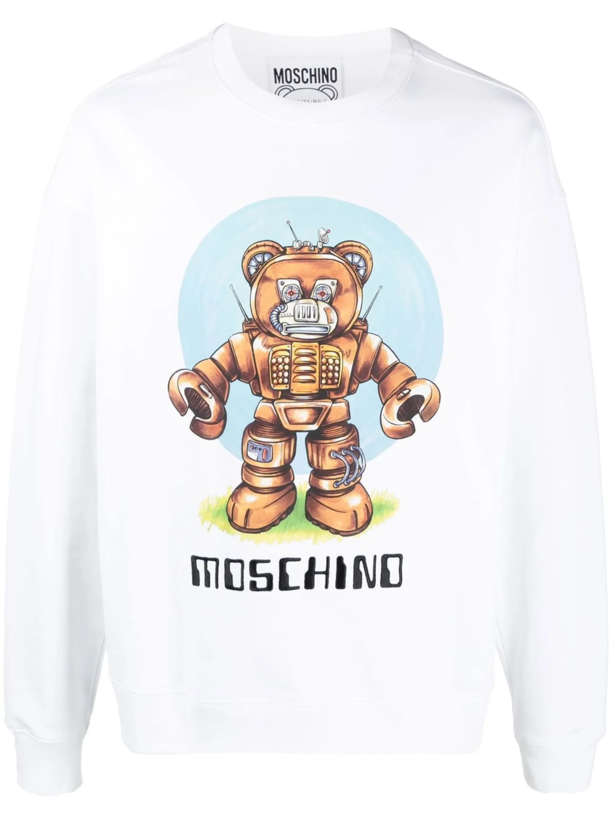 Moschino o1y0225 Logo Crewneck Sweatshirt in White Size US L / EU 52-54 / 3 - 1 Thumbnail