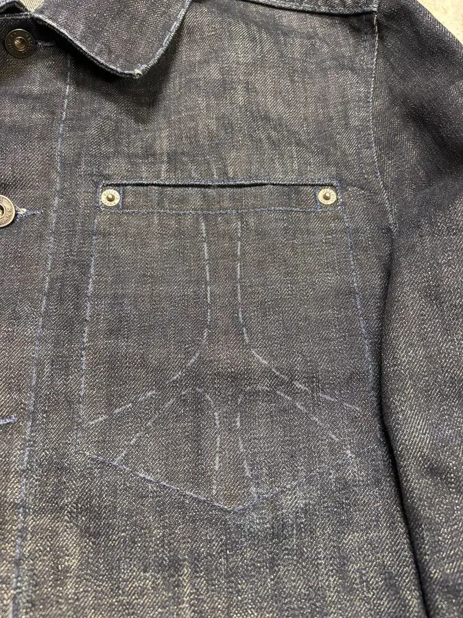 Designer × Moschino × Vintage 2000s Moschino Peace Raw Denim Jacket Size US S / EU 44-46 / 1 - 9 Thumbnail