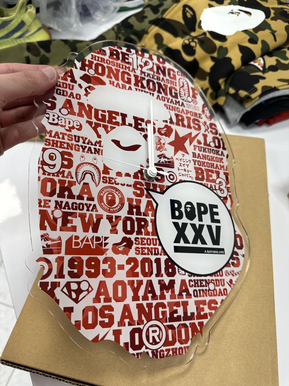 image of Bape Xxv Ape Head Clock Red, Men's