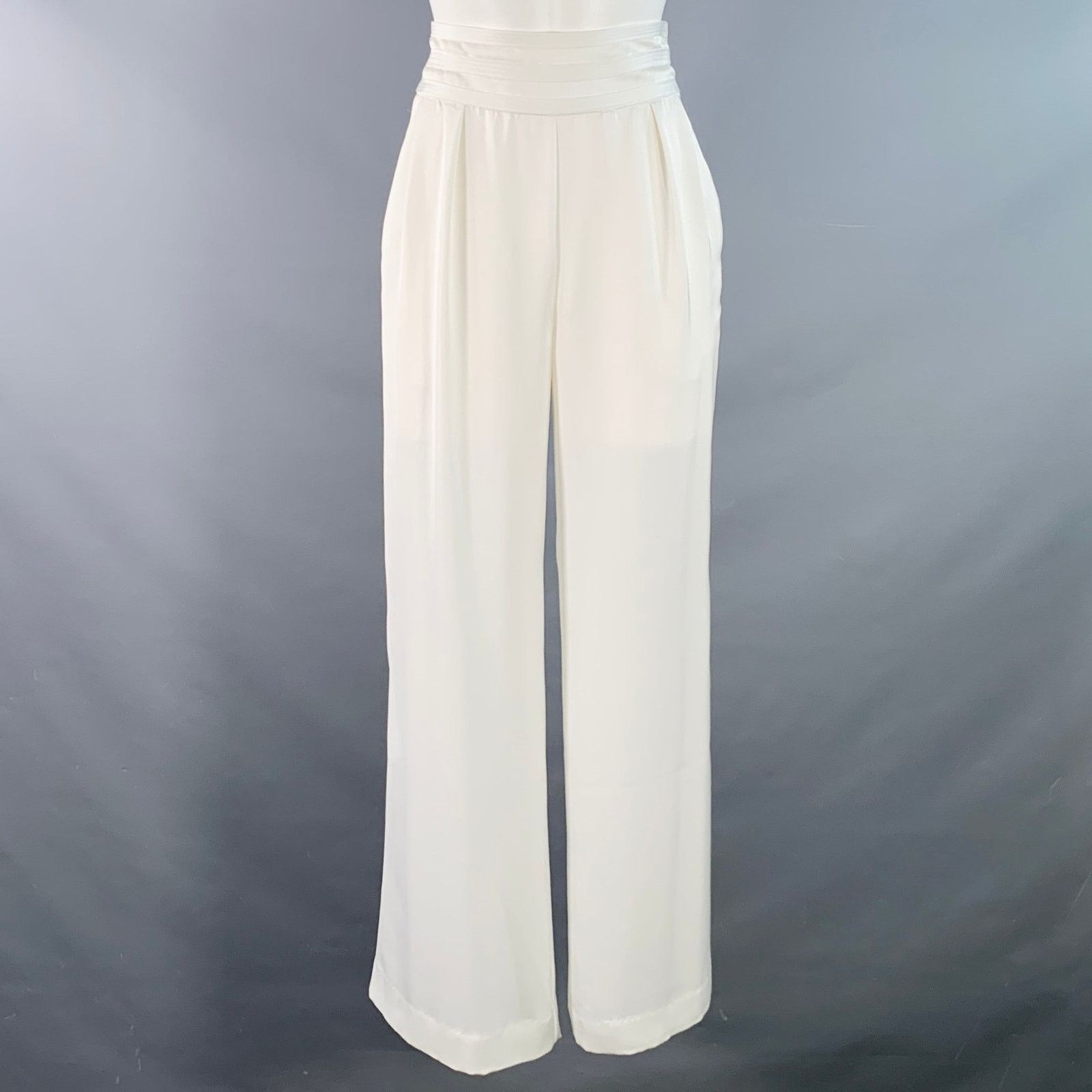 Ramy Brook RAMY BROOK Size 2 White Wide Leg Side Zipper Dress Pants Size 26" / US 2 / IT 38 - 1 Thumbnail