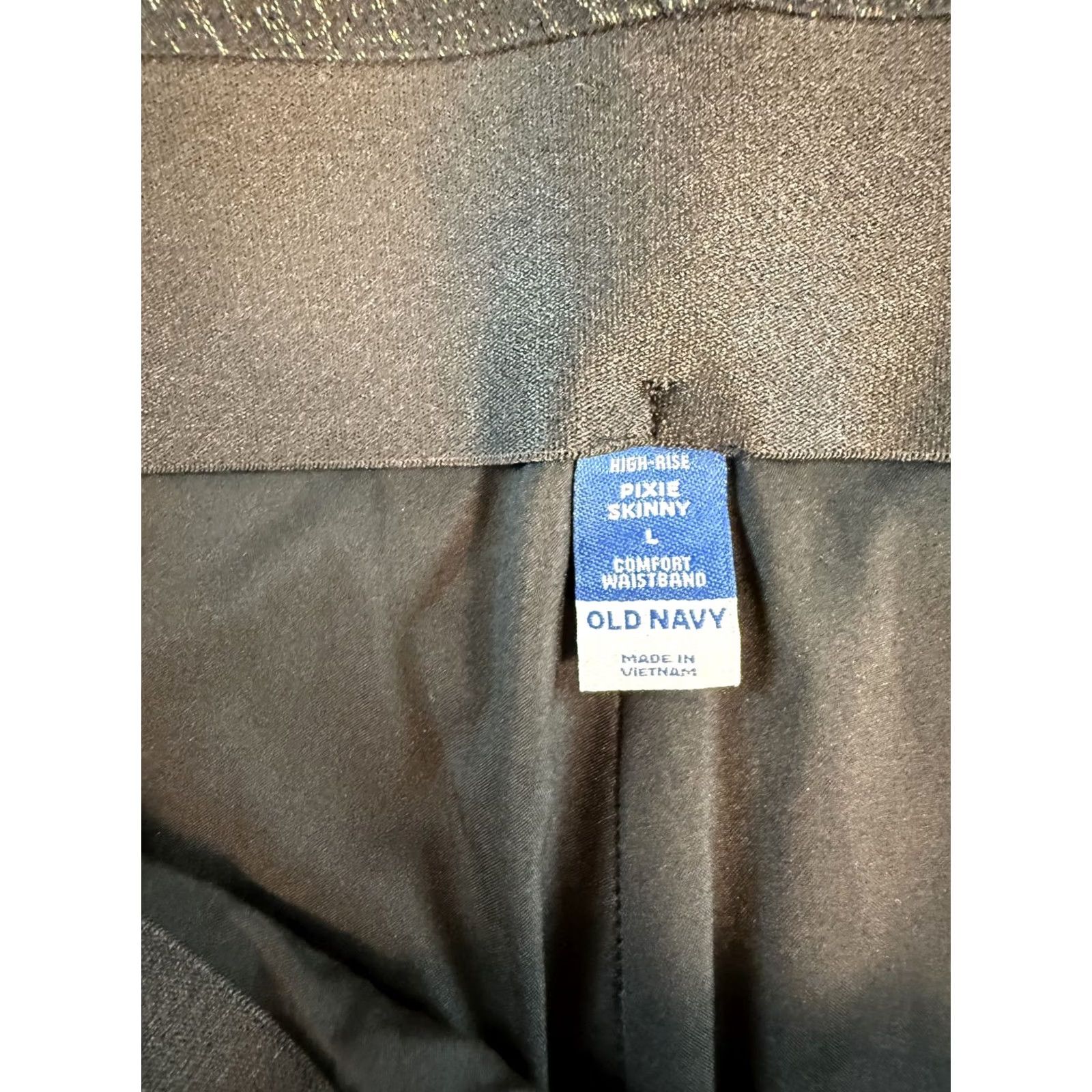 Old Navy Old Navy Pixie Skinny Pants High-Rise Comfort Waistband Black Glitter Large D257 Size 36" / US 14 / IT 50 - 6 Thumbnail