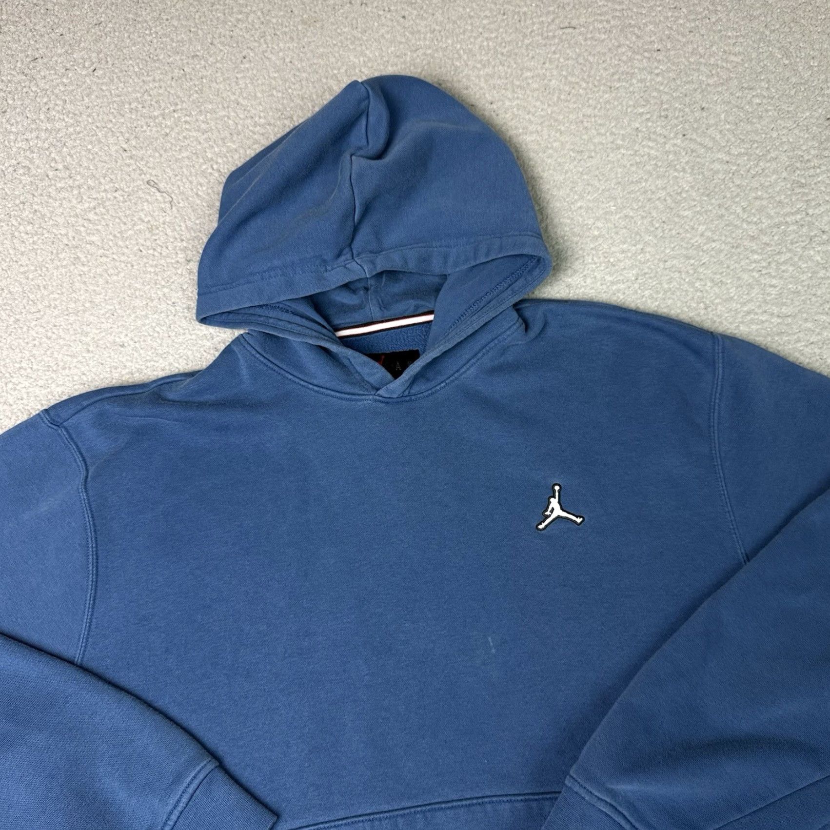 Jordan Brand VINTAGE Nike Jordan Hoodie Mens Medium Blue Jumpman Logo Pullover Fleece Kangaroo Pocket Size US M / EU 48-50 / 2 - 2 Thumbnail