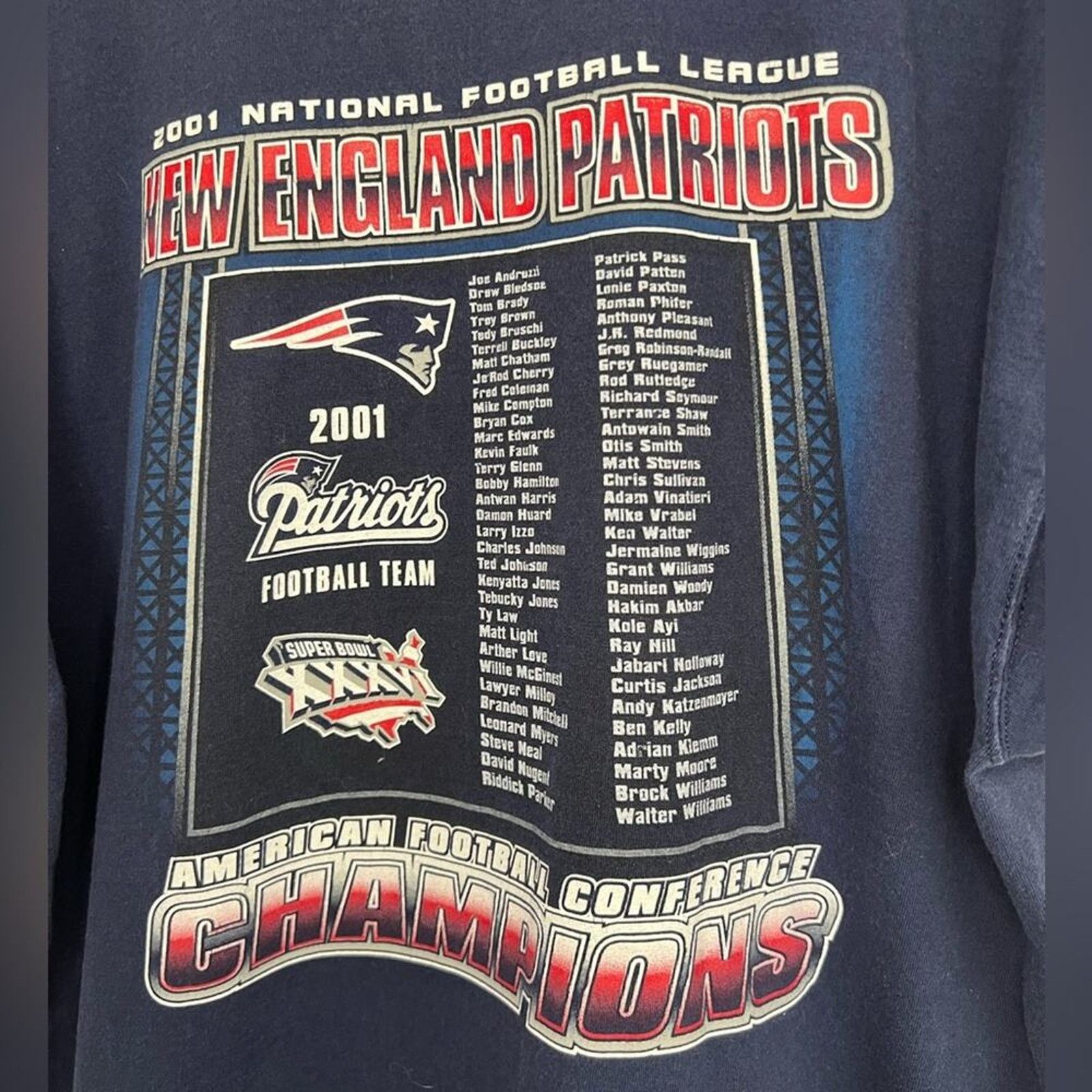 Fruit Of The Loom Vintage New England Patriots Champions T-Shirt 2001-2002 Size US XL / EU 56 / 4 - 4 Thumbnail