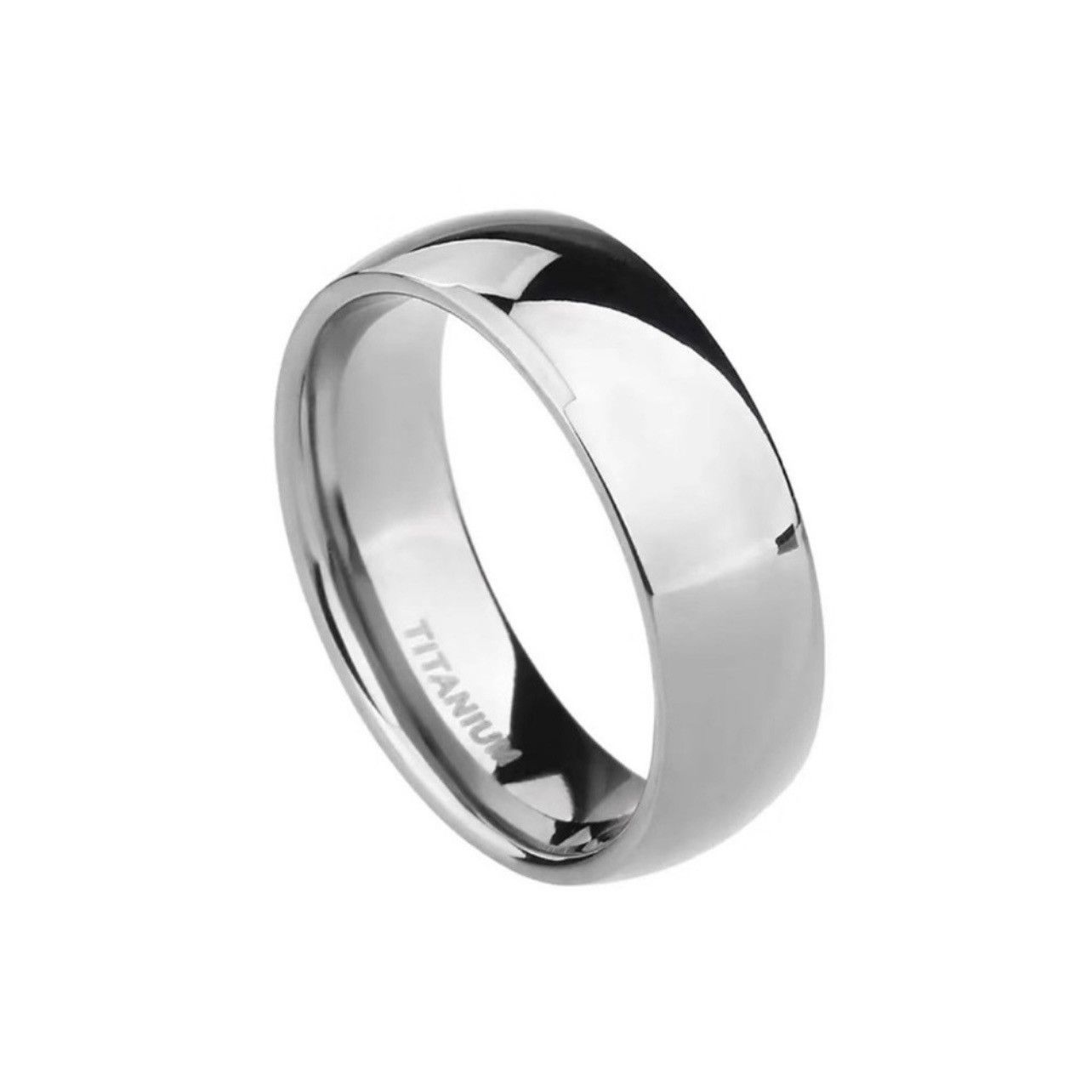 Jewelry Men’s 6mm polished Titanium comfort band wedding ring NIB 10 Size ONE SIZE - 2 Thumbnail