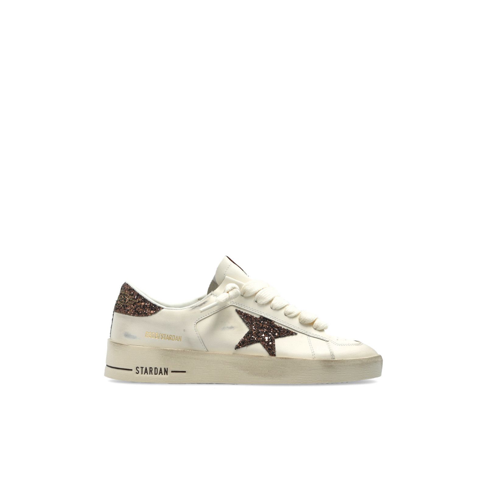 GOLDEN GOOSE Stardan Women's White/Brown Glittered Sneakers