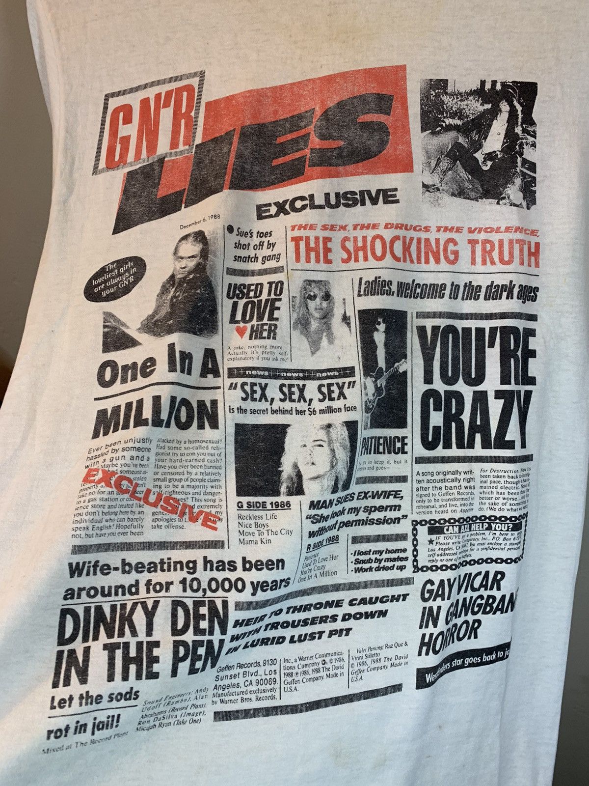 Band Tees × Guns N' Roses × Vintage RARE* Vintage 80’s Guns ‘N Roses Lies Tour Banned Band Shirt Size US L / EU 52-54 / 3 - 3 Thumbnail