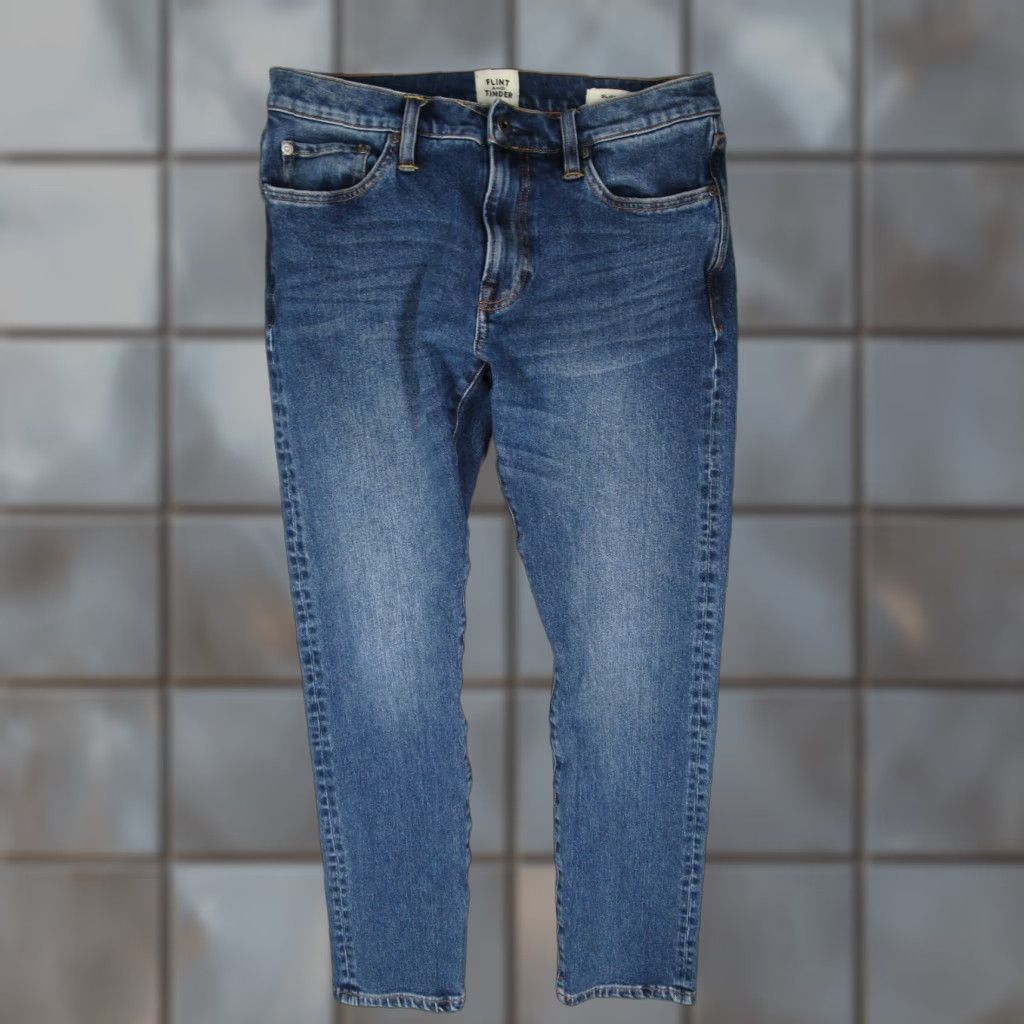 Flint And Tinder Flint and Tinder Jeans Mens Slim Blue 29 5 Pocket Stretch Denim Straight Zip Fly 29x30 Regular Size US 29 - 1 Thumbnail